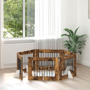 Vrata za pse s postoljem 6 pcs Dimljeni hrast 80 x 60 cm