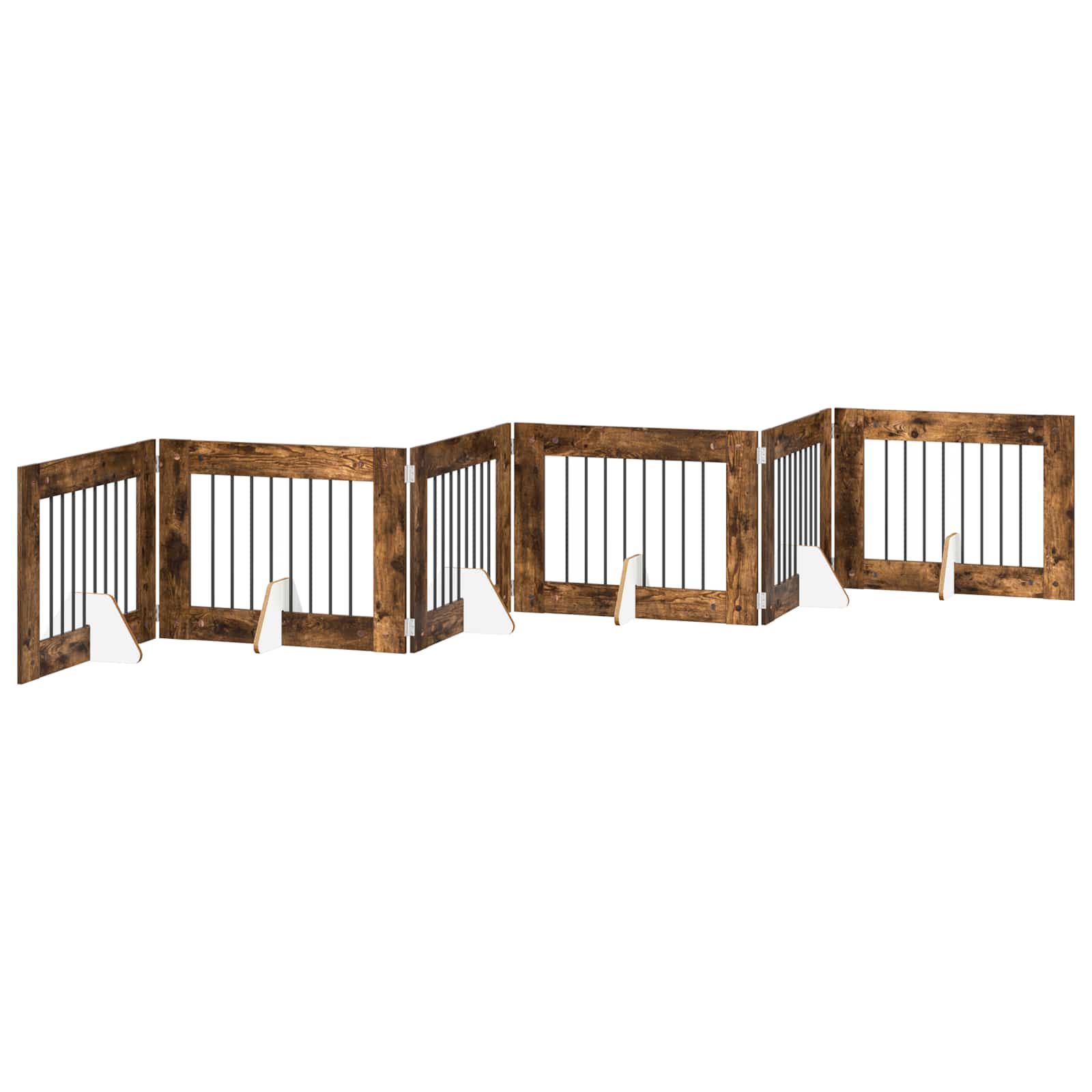 Vrata za pse s postoljem 6 pcs Dimljeni hrast 80 x 60 cm
