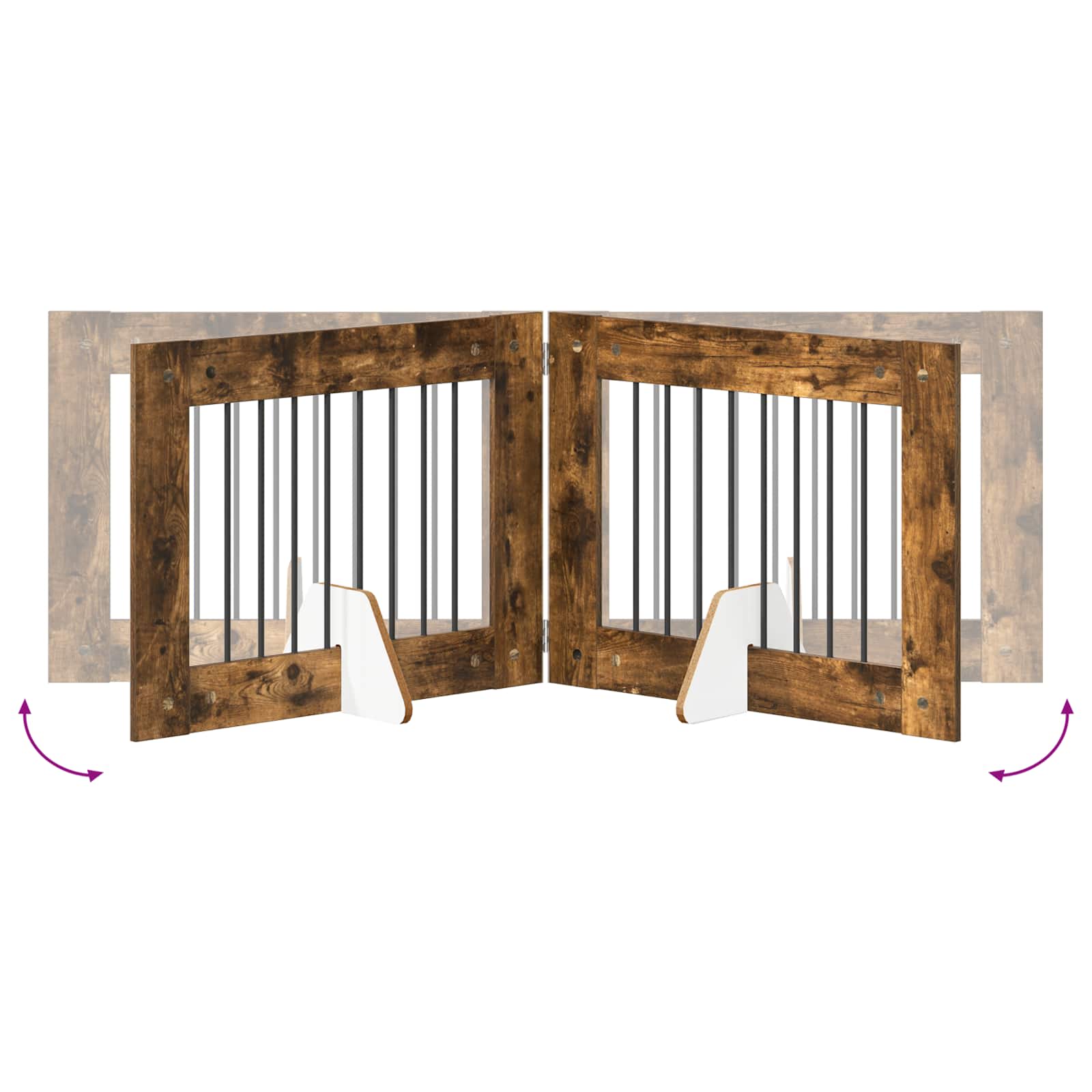 Vrata za pse s postoljem 6 pcs Dimljeni hrast 80 x 60 cm