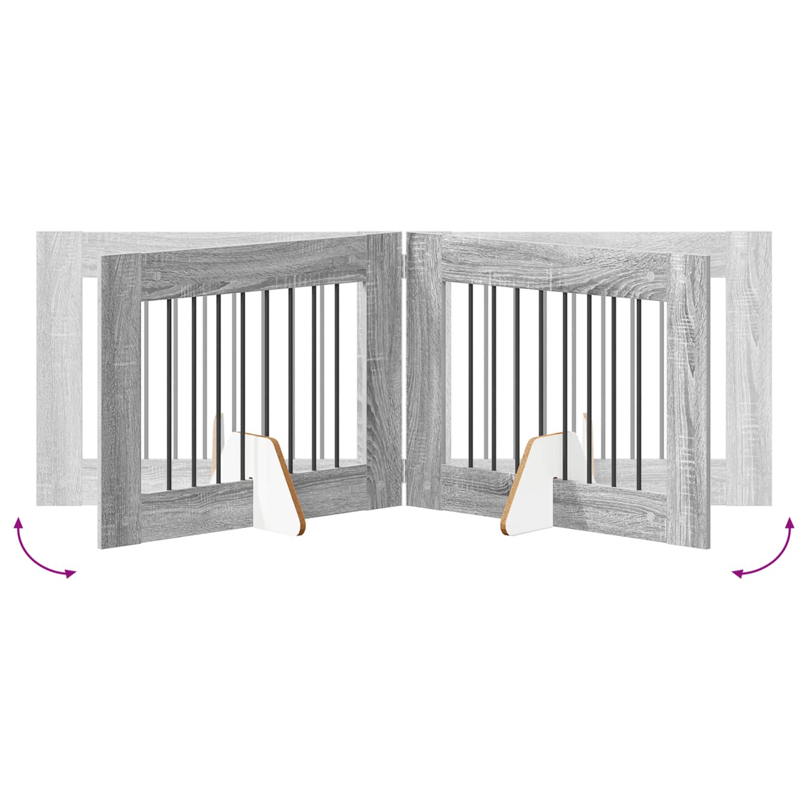 Vrata za pse s postoljem 6 pcs Siva sonoma 80 x 60 cm