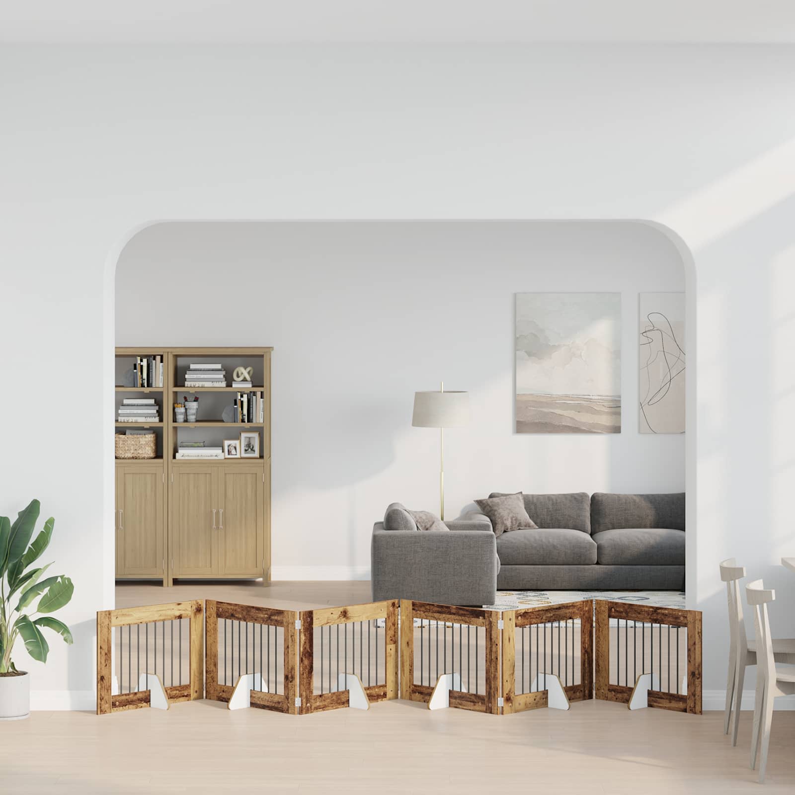 Vrata za pse s postoljem 6 pcs Staro drvo 80 x 60 cm