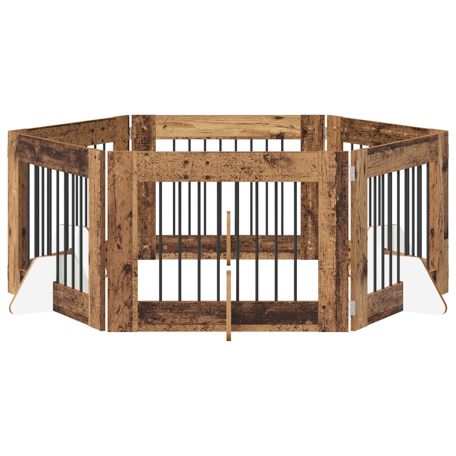 Vrata za pse s postoljem 6 pcs Staro drvo 80 x 60 cm