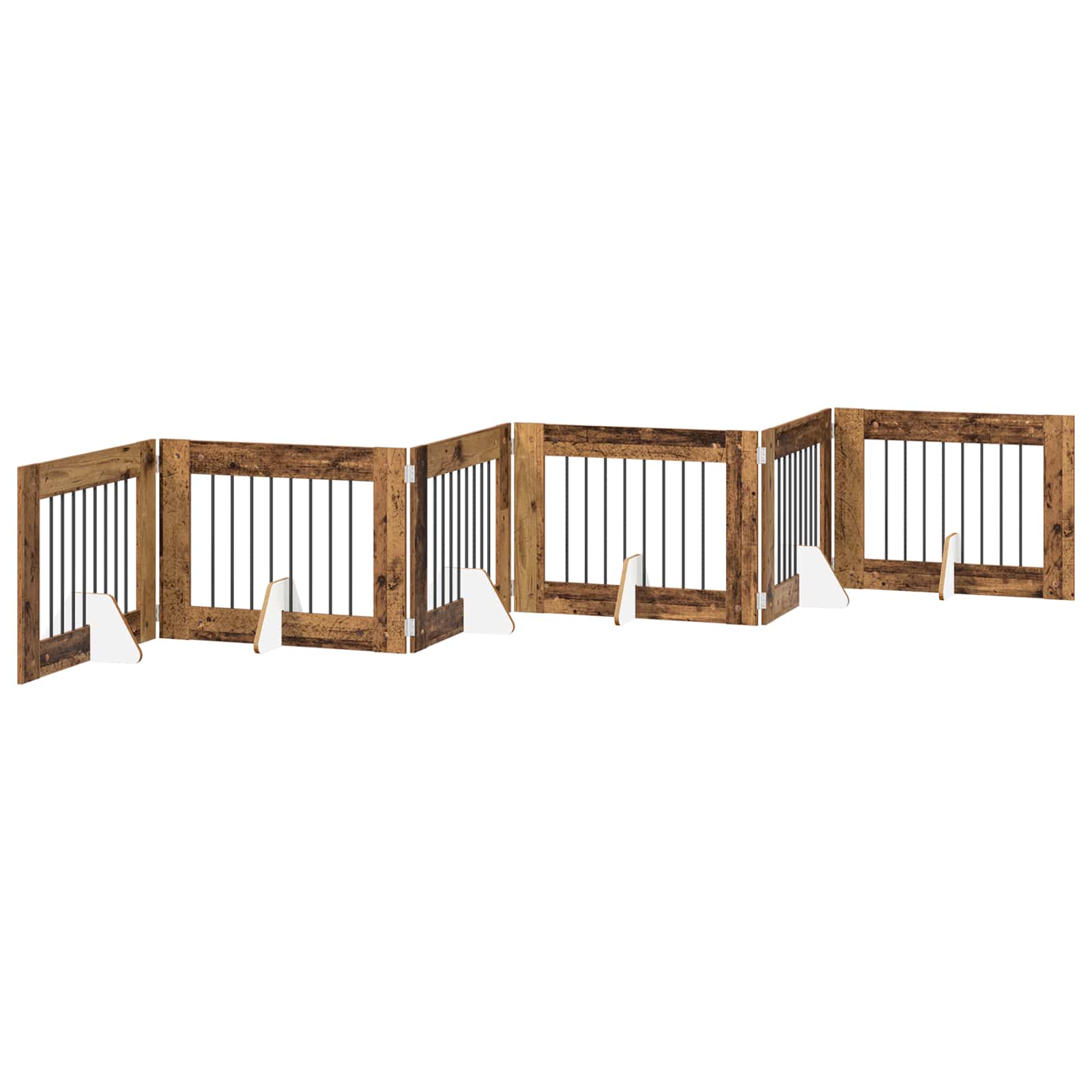 Vrata za pse s postoljem 6 pcs Staro drvo 80 x 60 cm