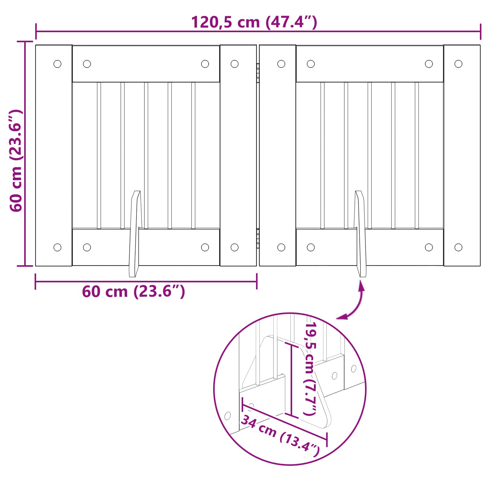 Vrata za pse s postoljem 2 pcs Hrast sonoma 60 x 60 cm
