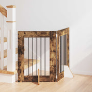 Vrata za pse s postoljem 2 pcs Dimljeni hrast 60 x 60 cm