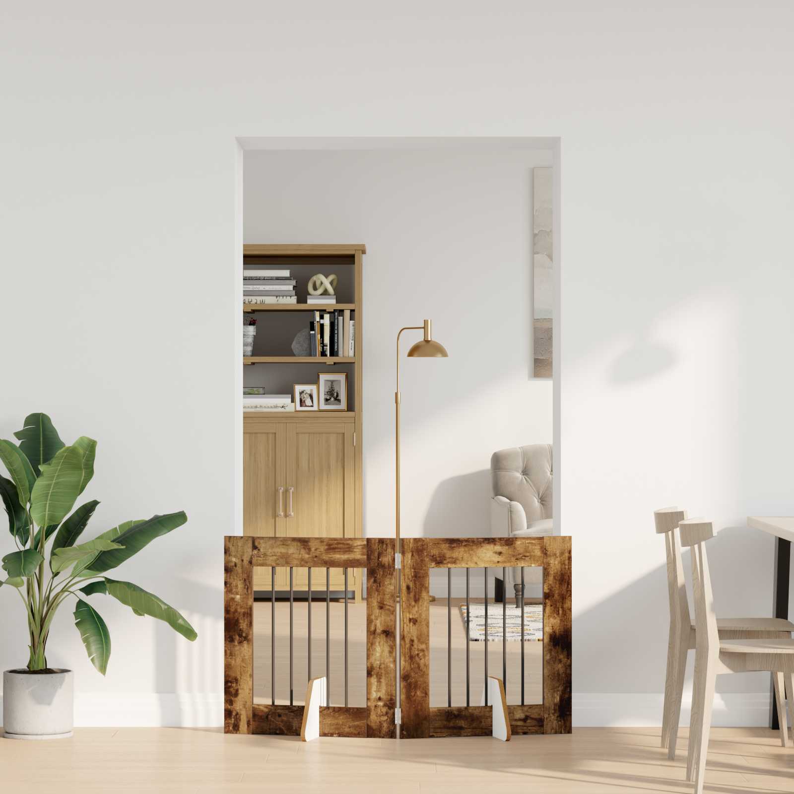 Vrata za pse s postoljem 2 pcs Dimljeni hrast 60 x 60 cm
