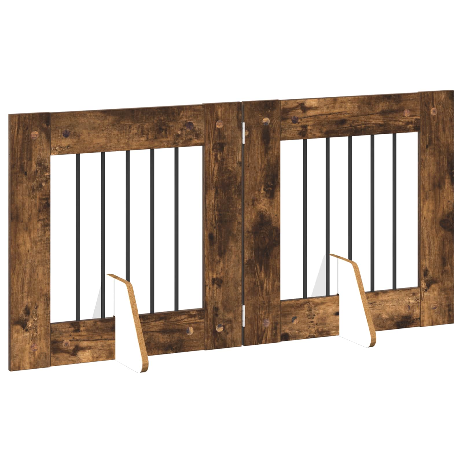 Vrata za pse s postoljem 2 pcs Dimljeni hrast 60 x 60 cm