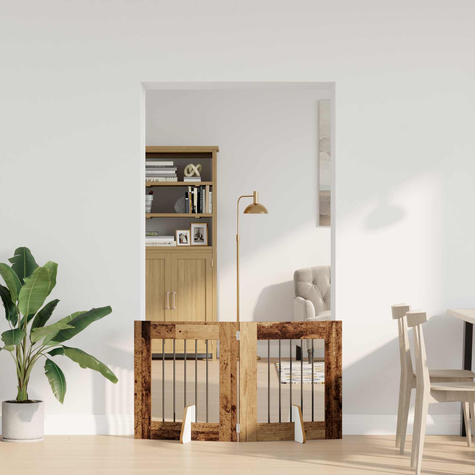 Vrata za pse s postoljem 2 pcs Staro drvo 60 x 60 cm