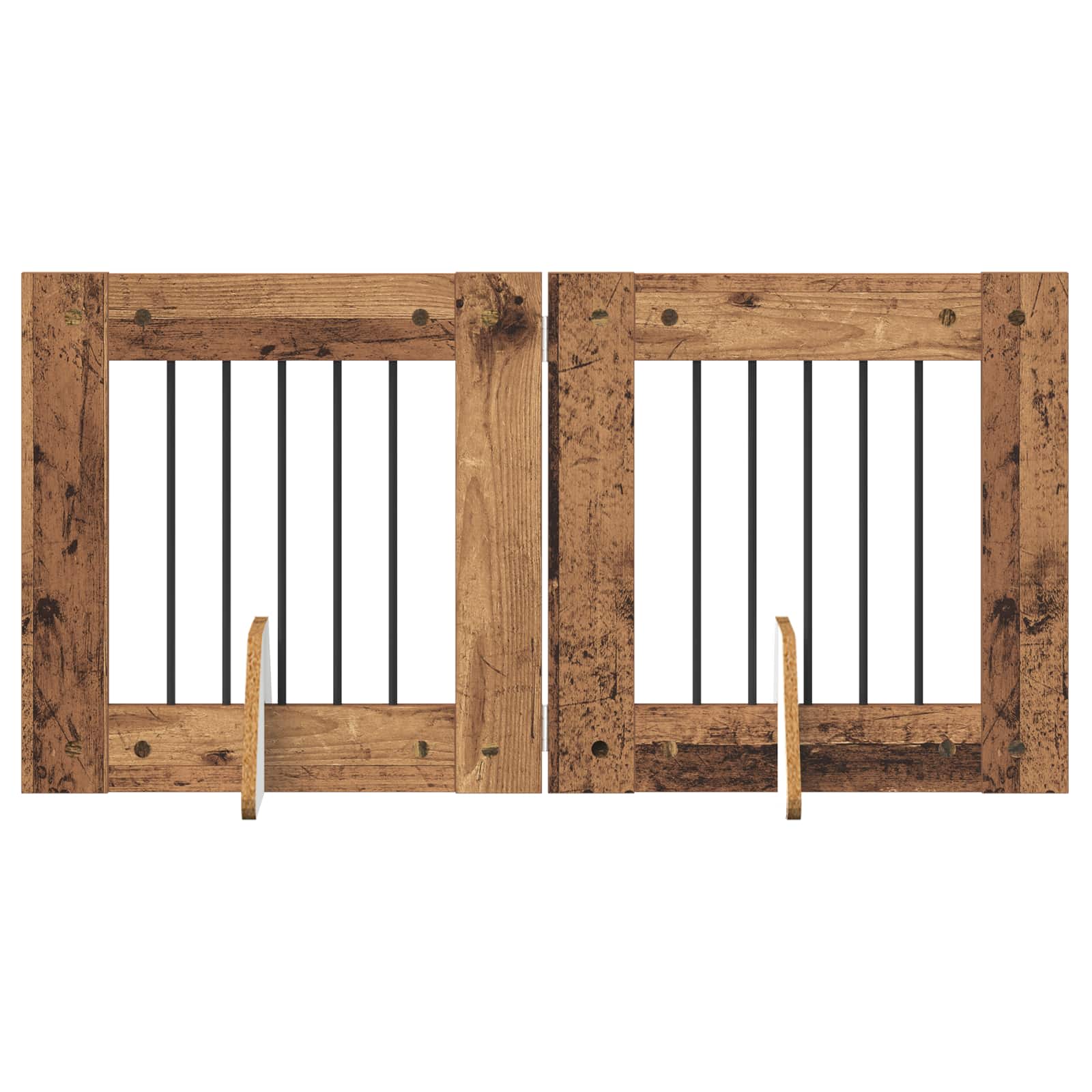 Vrata za pse s postoljem 2 pcs Staro drvo 60 x 60 cm