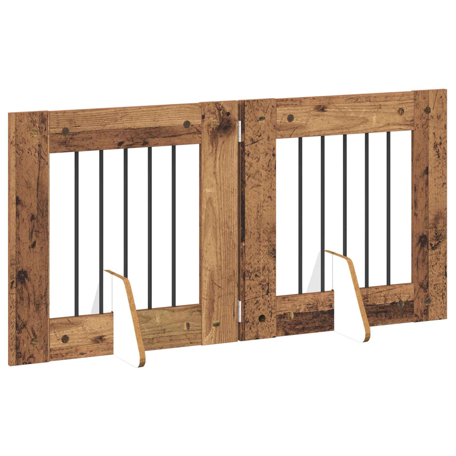 Vrata za pse s postoljem 2 pcs Staro drvo 60 x 60 cm