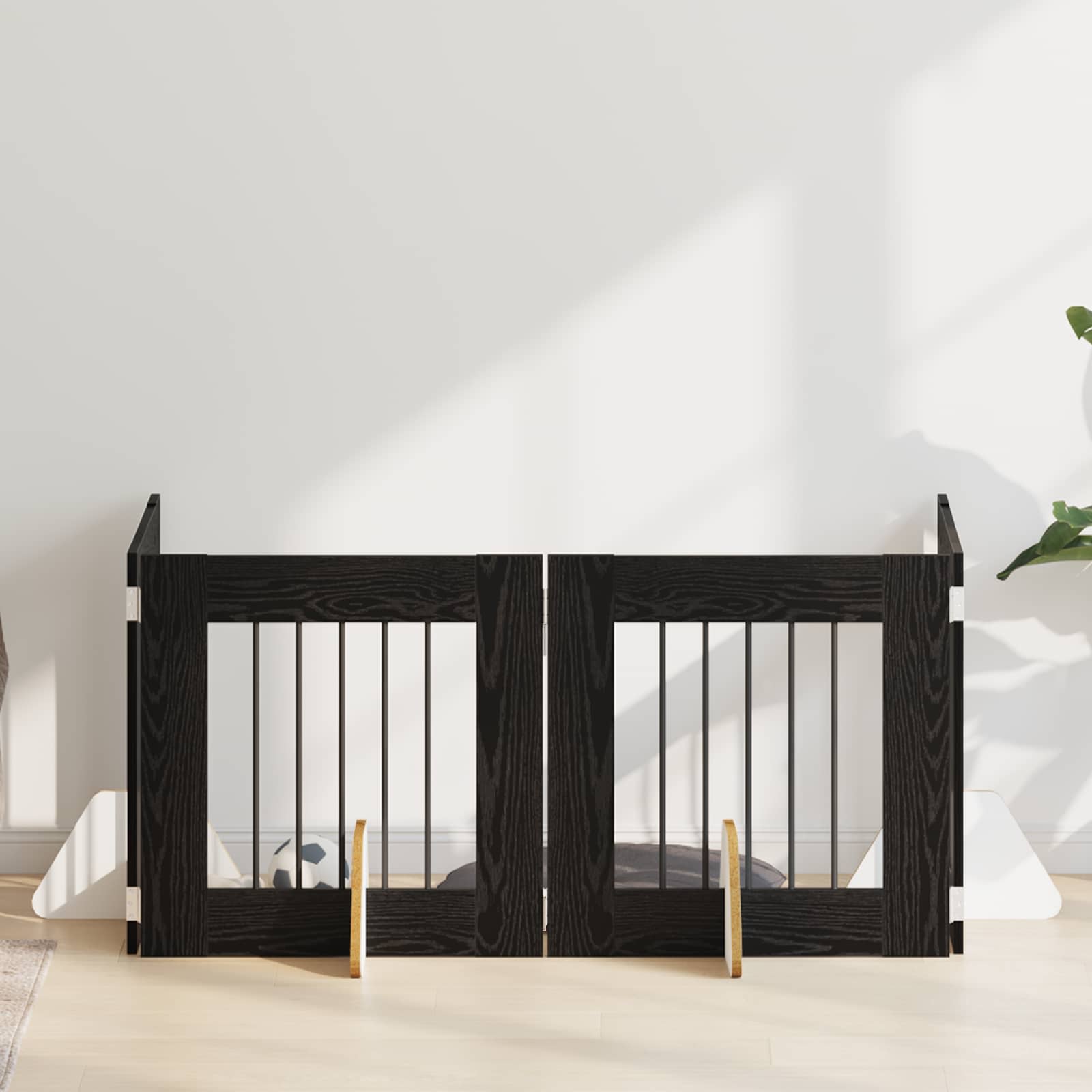 Vrata za pse s postoljem 4 pcs Crni hrast 60 x 60 cm