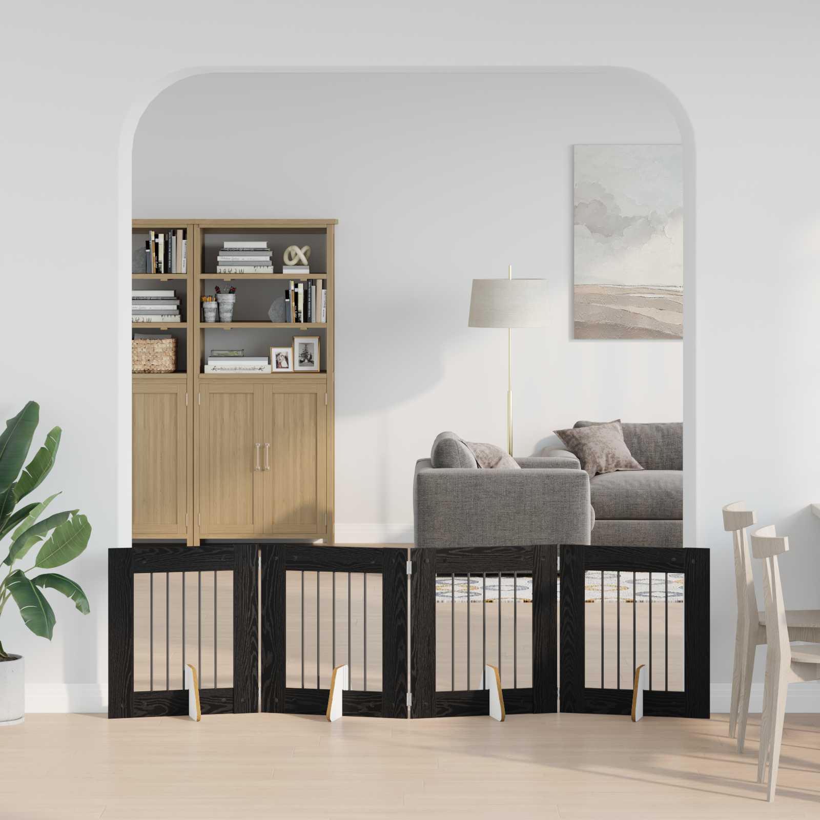 Vrata za pse s postoljem 4 pcs Crni hrast 60 x 60 cm