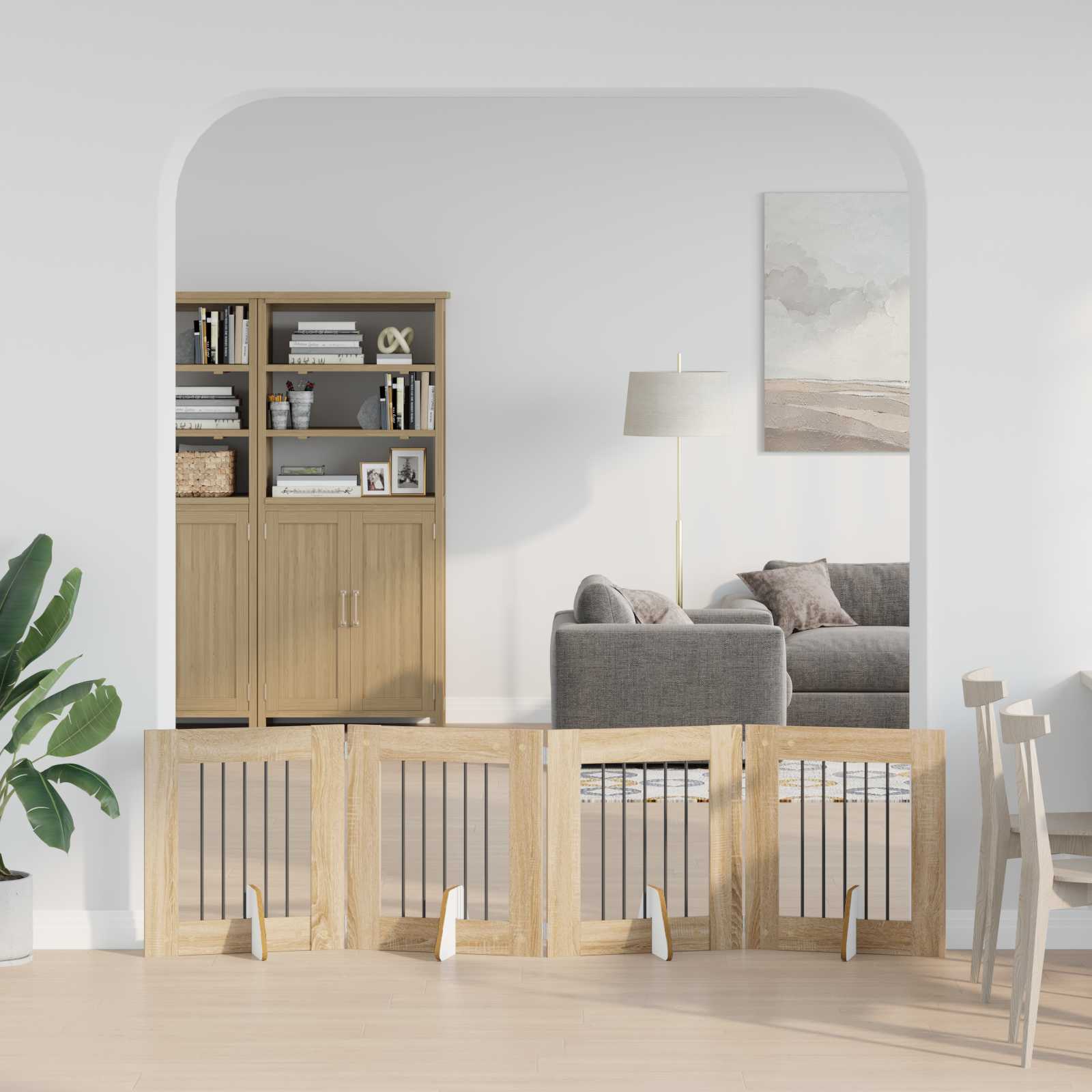 Vrata za pse s postoljem 4 pcs Hrast sonoma 60 x 60 cm