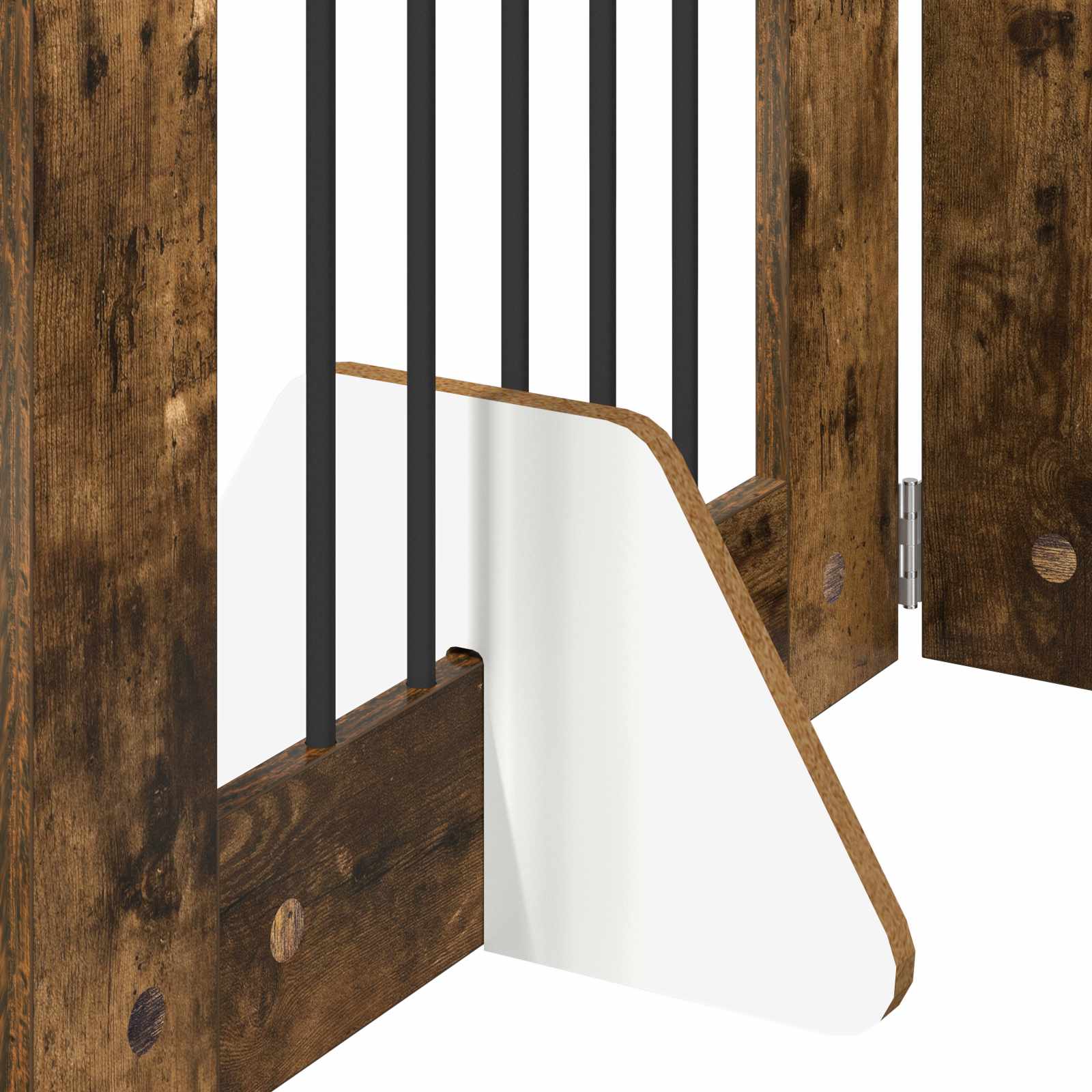 Vrata za pse s postoljem 4 pcs Dimljeni hrast 60 x 60 cm