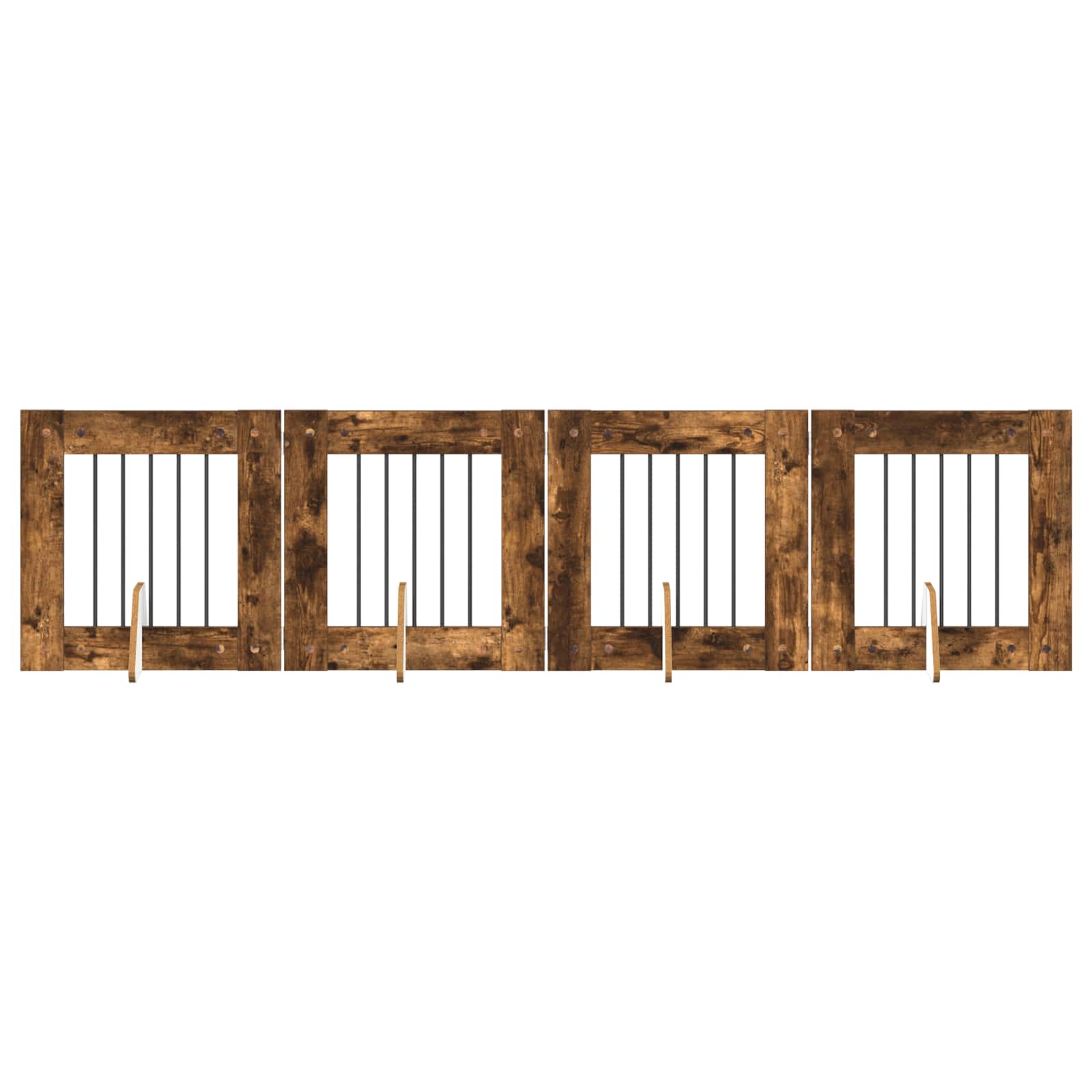 Vrata za pse s postoljem 4 pcs Dimljeni hrast 60 x 60 cm