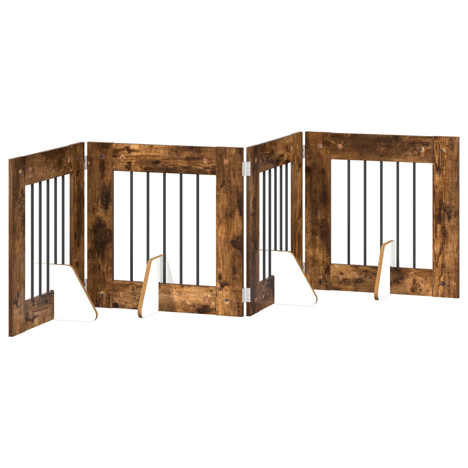 Vrata za pse s postoljem 4 pcs Dimljeni hrast 60 x 60 cm
