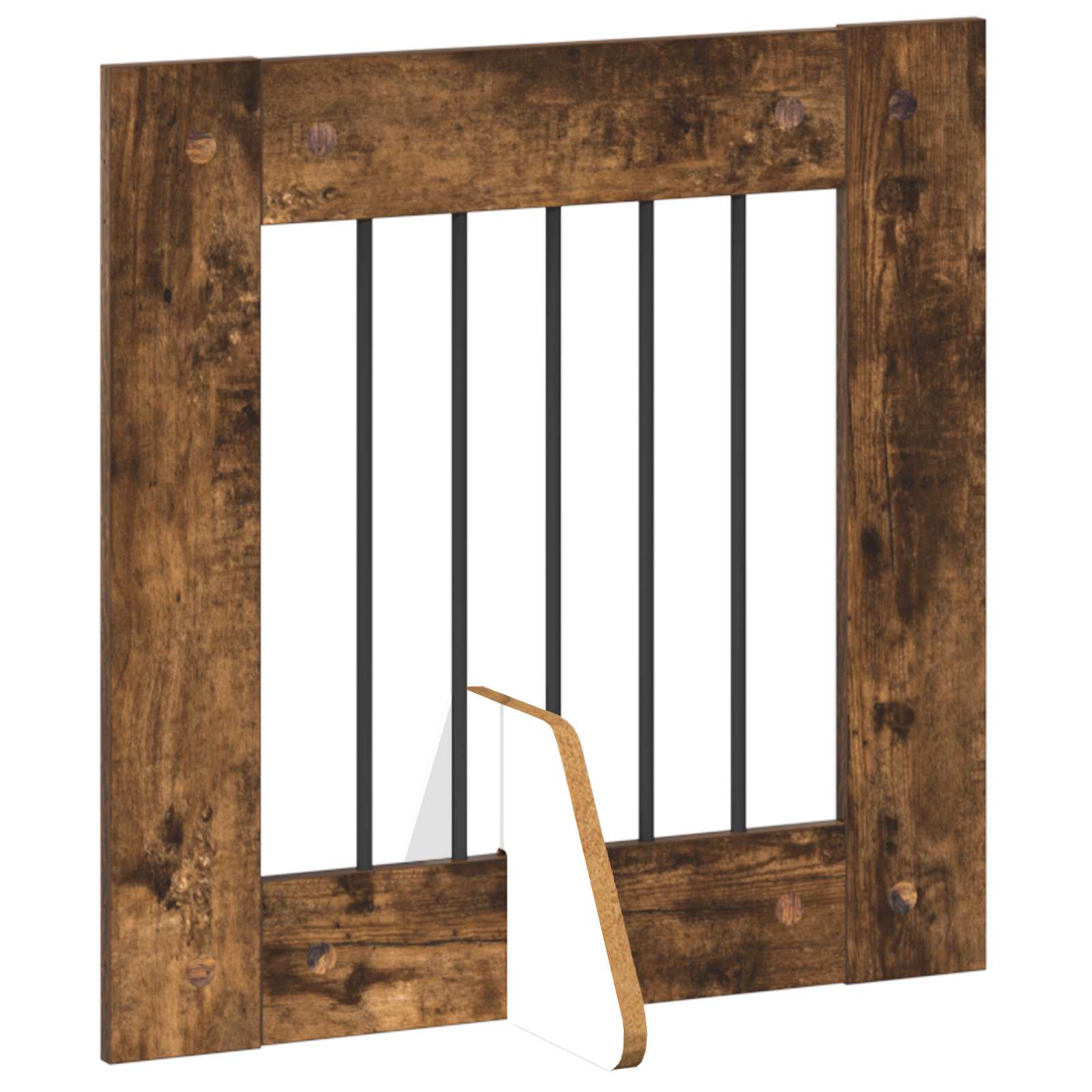 Vrata za pse s postoljem 4 pcs Dimljeni hrast 60 x 60 cm