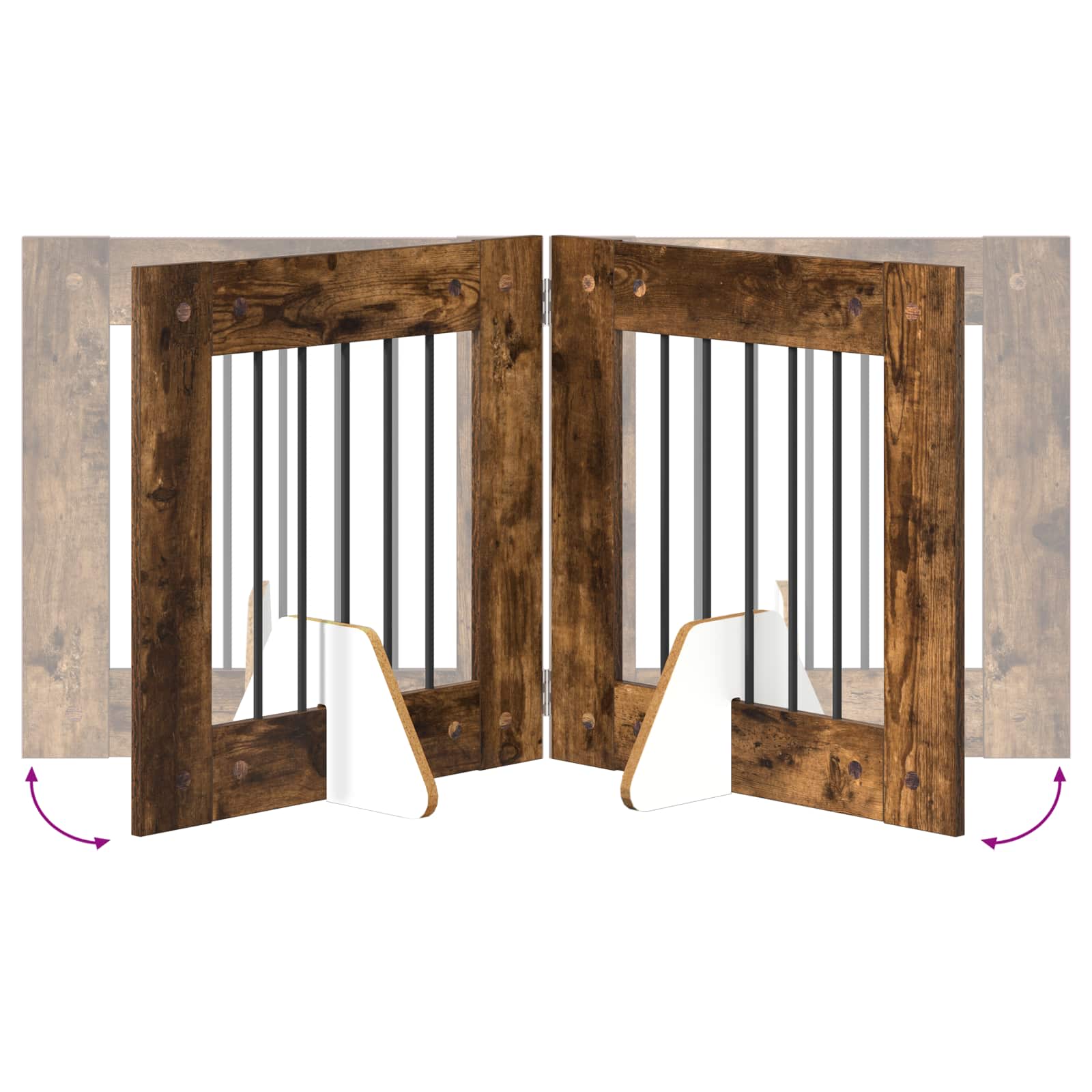 Vrata za pse s postoljem 4 pcs Dimljeni hrast 60 x 60 cm