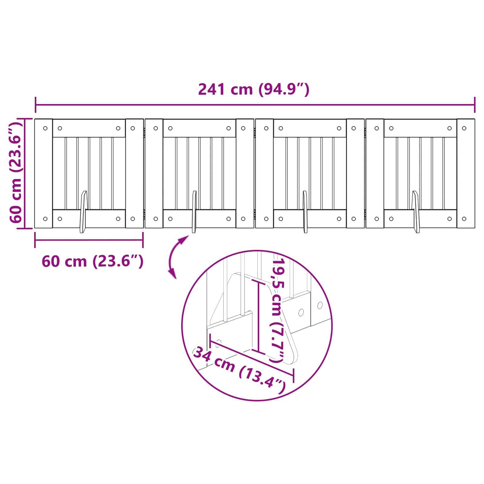Vrata za pse s postoljem 4 pcs Dimljeni hrast 60 x 60 cm