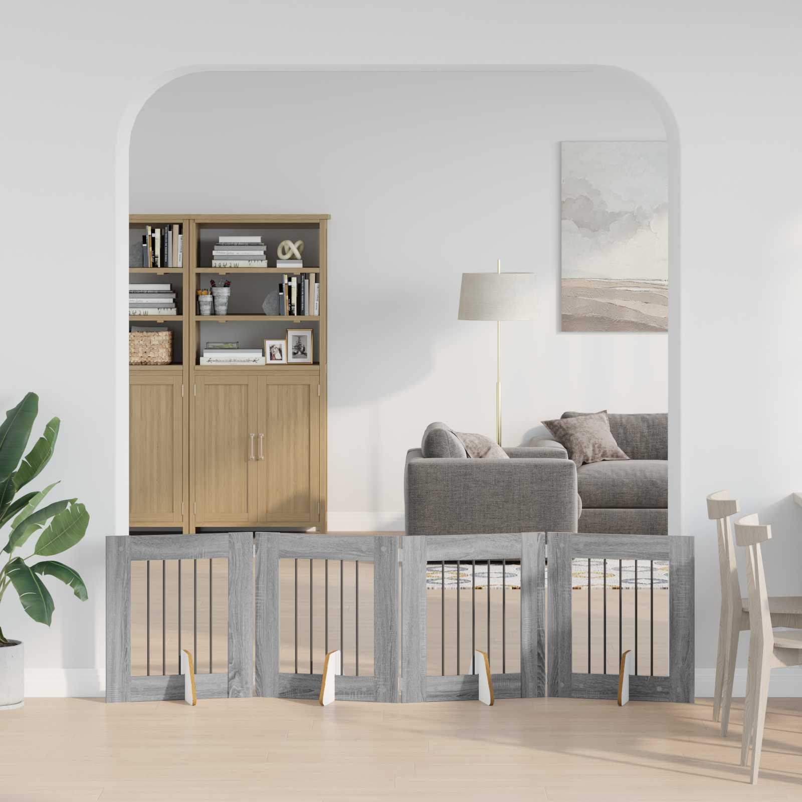 Vrata za pse s postoljem 4 pcs Siva sonoma 60 x 60 cm