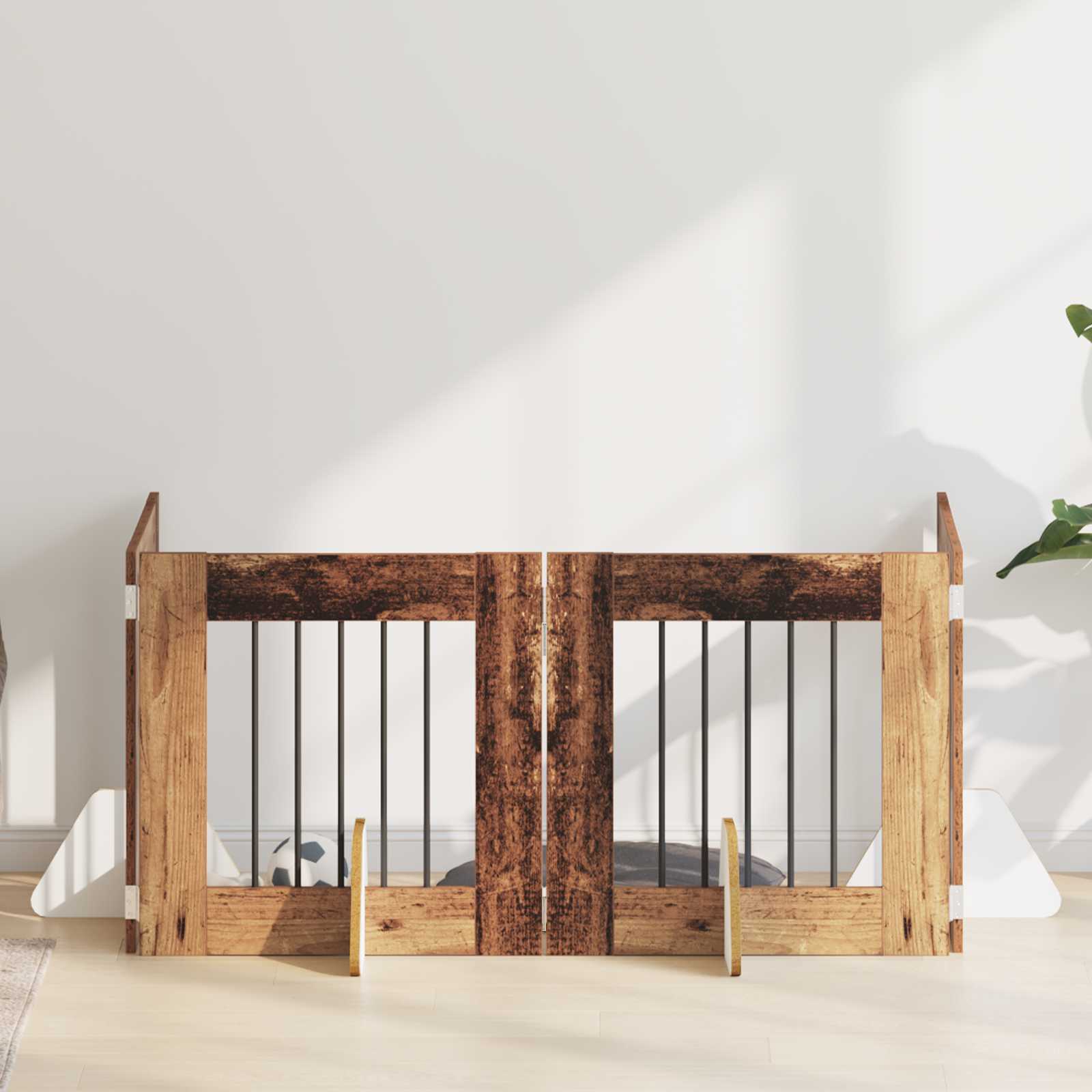 Vrata za pse s postoljem 4 pcs Staro drvo 60 x 60 cm