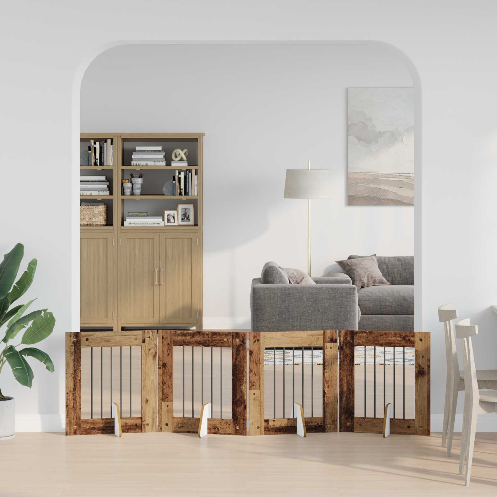 Vrata za pse s postoljem 4 pcs Staro drvo 60 x 60 cm