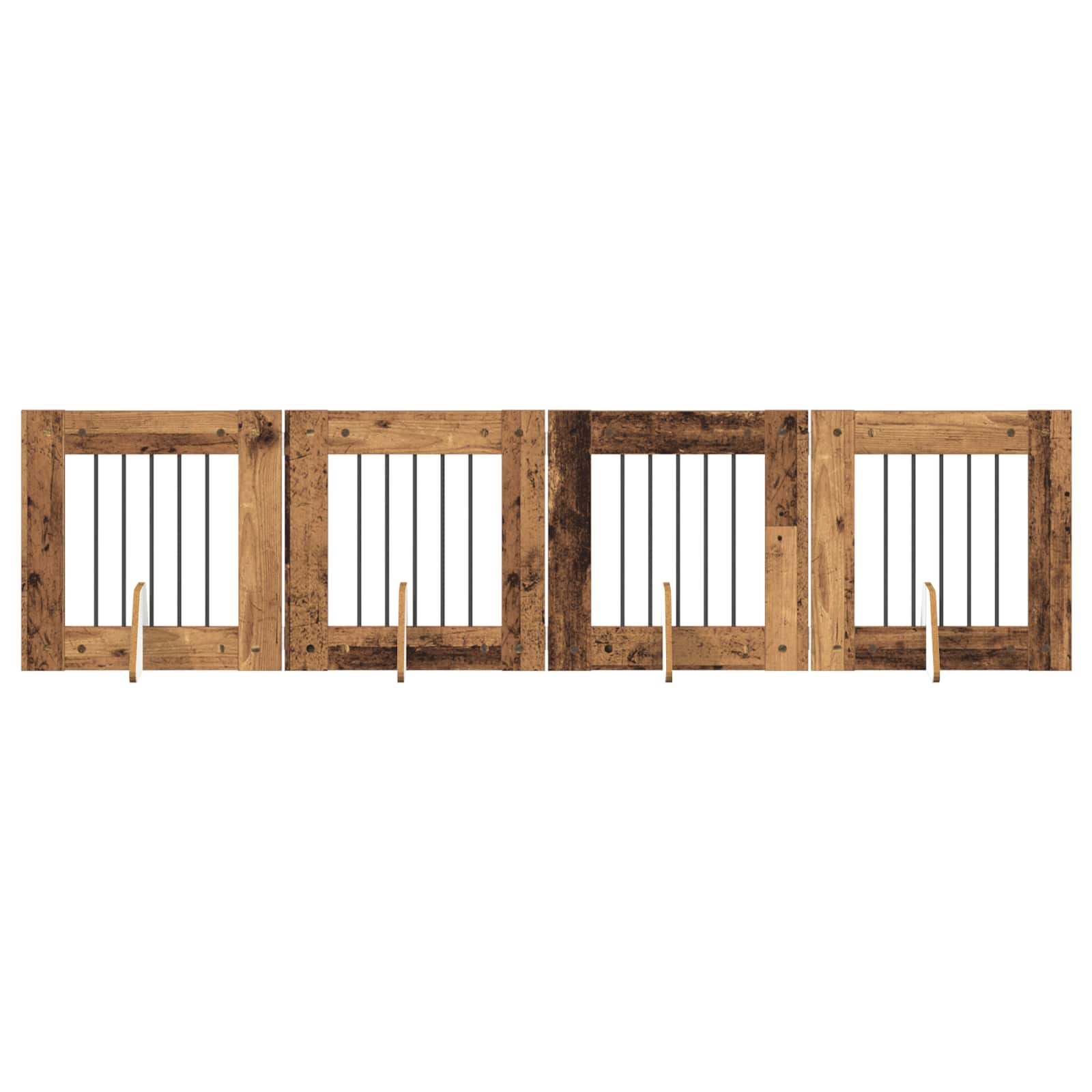 Vrata za pse s postoljem 4 pcs Staro drvo 60 x 60 cm