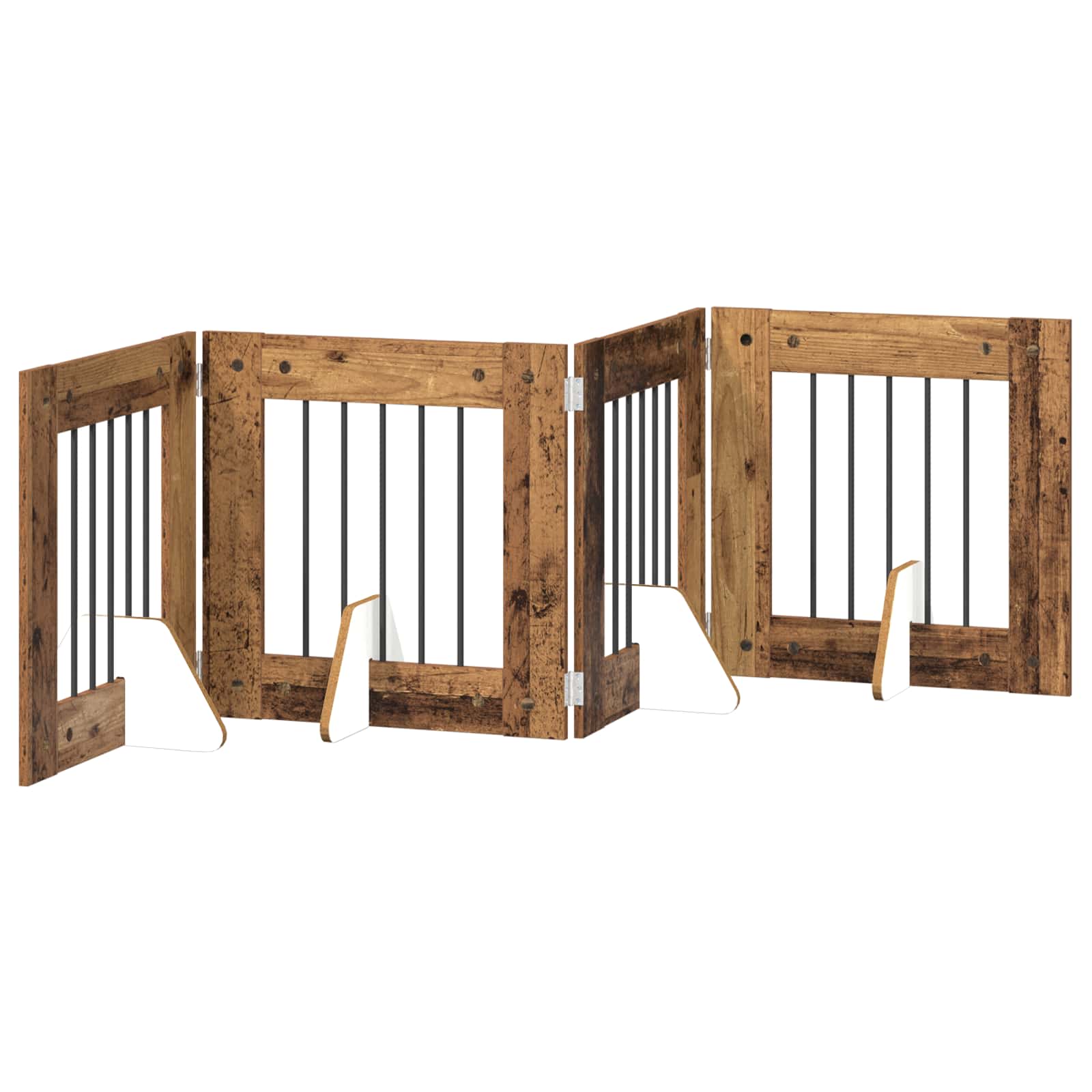 Vrata za pse s postoljem 4 pcs Staro drvo 60 x 60 cm