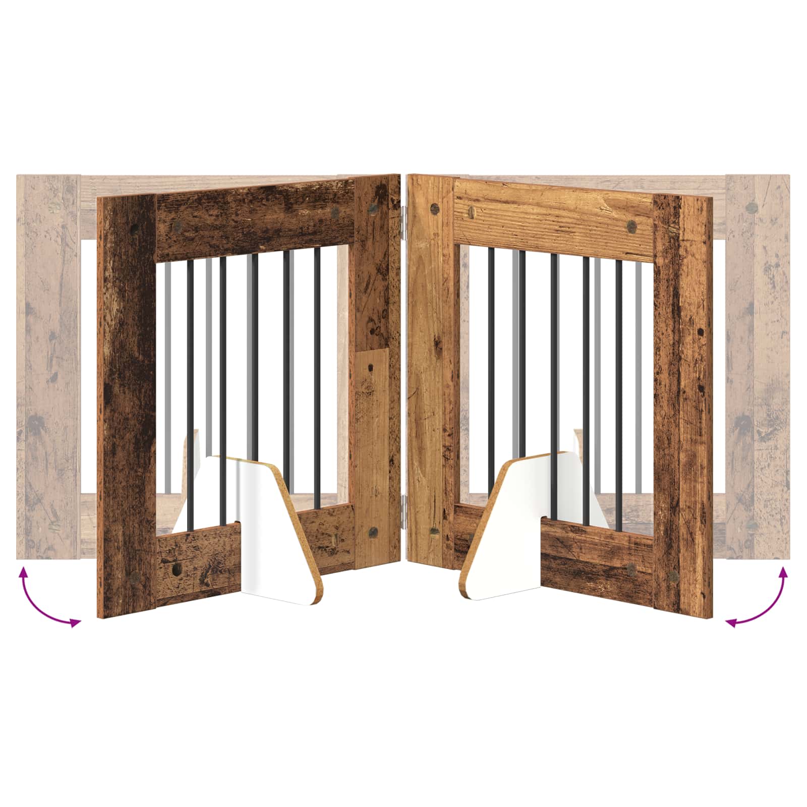 Vrata za pse s postoljem 4 pcs Staro drvo 60 x 60 cm