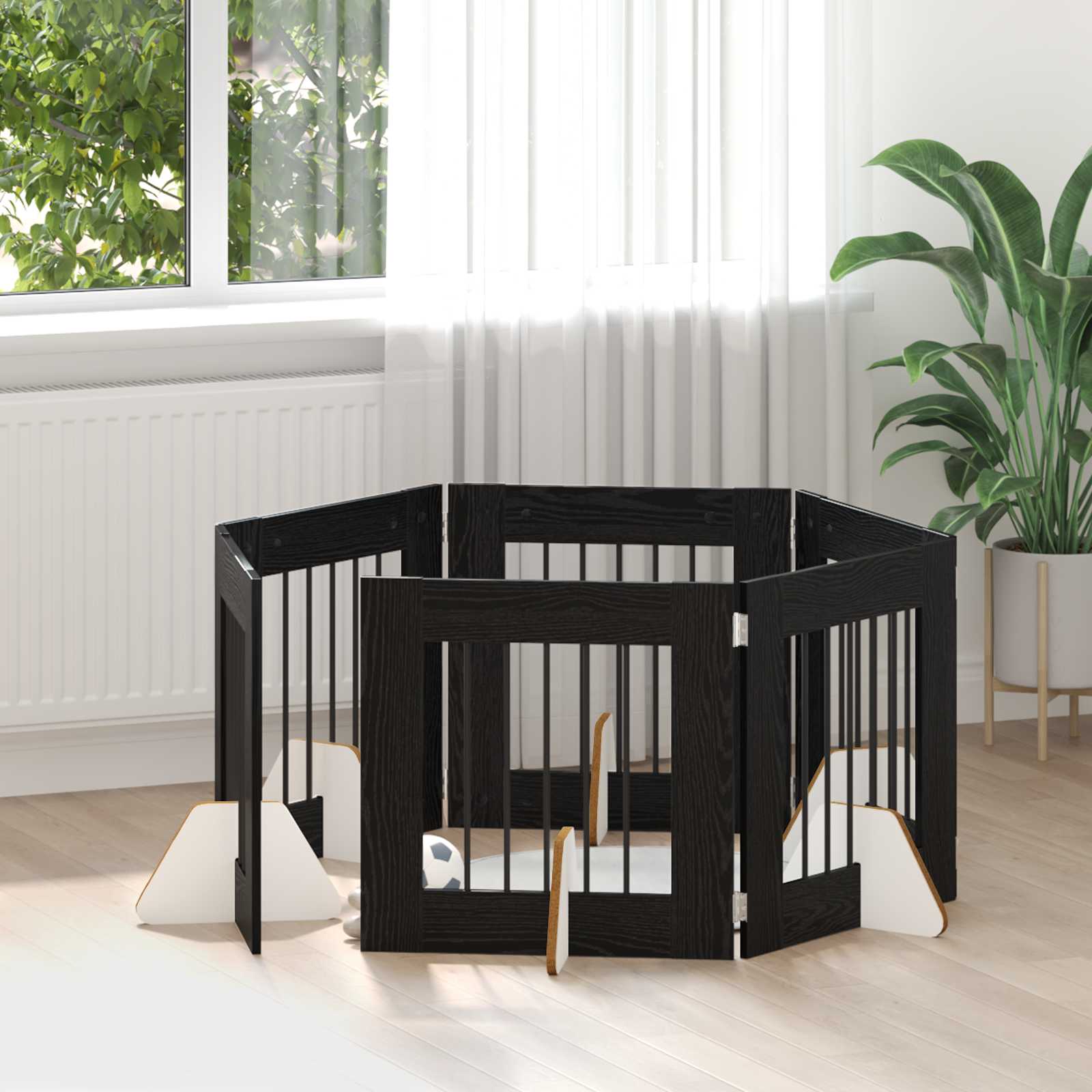 Vrata za pse s postoljem 6 pcs Crni hrast 60 x 60 cm