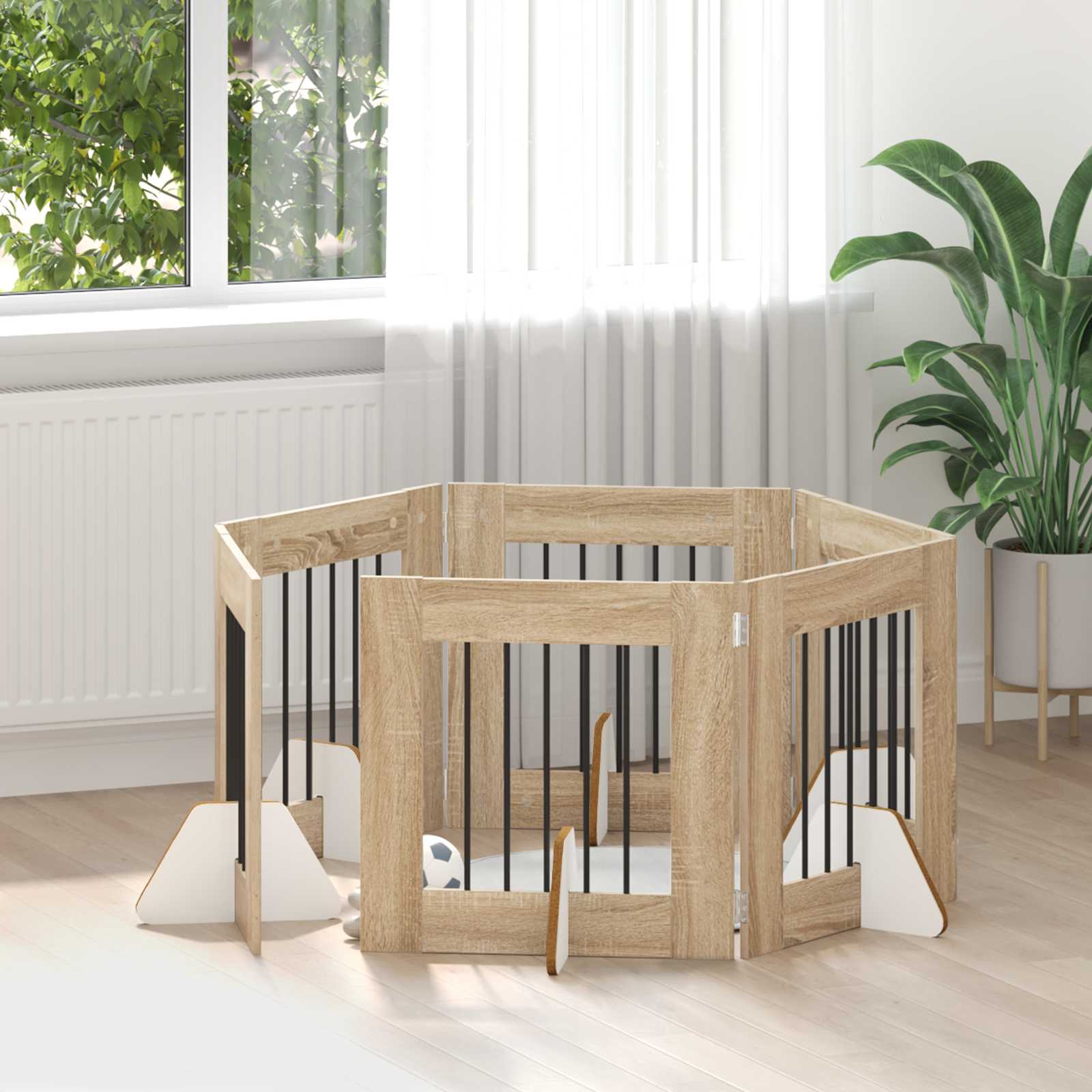 Vrata za pse s postoljem 6 pcs Hrast sonoma 60 x 60 cm