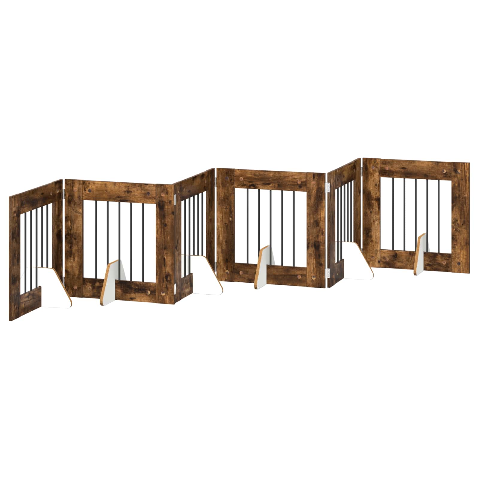 Vrata za pse s postoljem 6 pcs Dimljeni hrast 60 x 60 cm