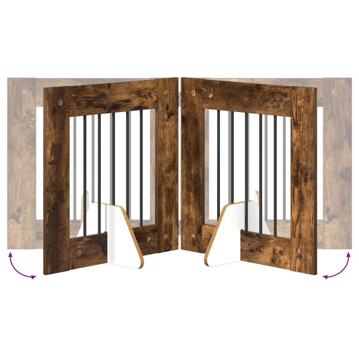 Vrata za pse s postoljem 6 pcs Dimljeni hrast 60 x 60 cm