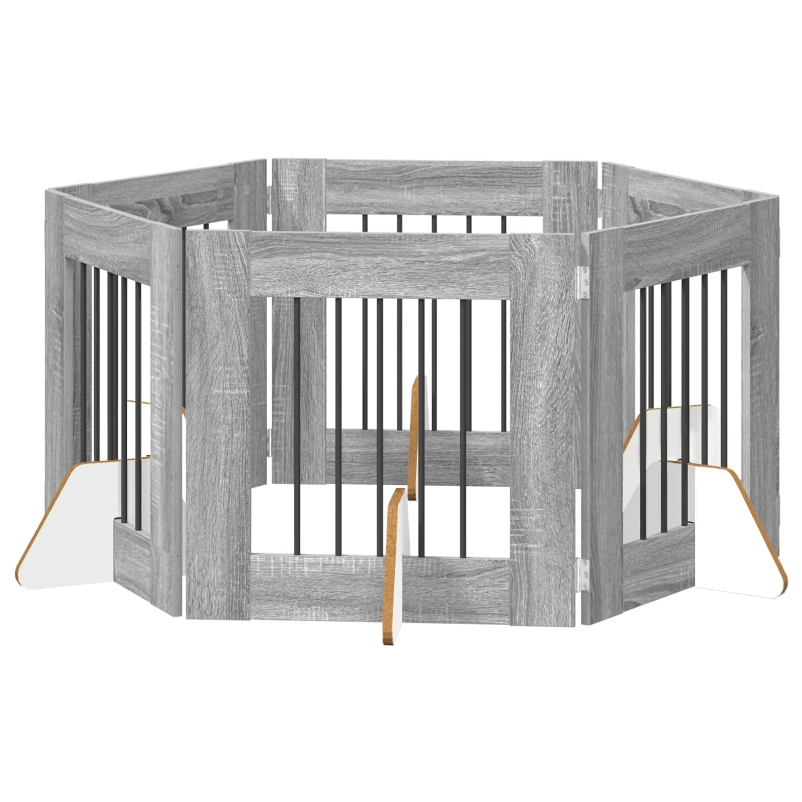 Vrata za pse s postoljem 6 pcs Siva sonoma 60 x 60 cm