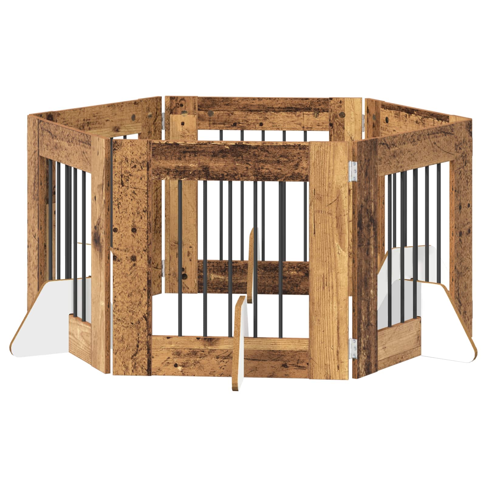 Vrata za pse s postoljem 6 pcs Staro drvo 60 x 60 cm