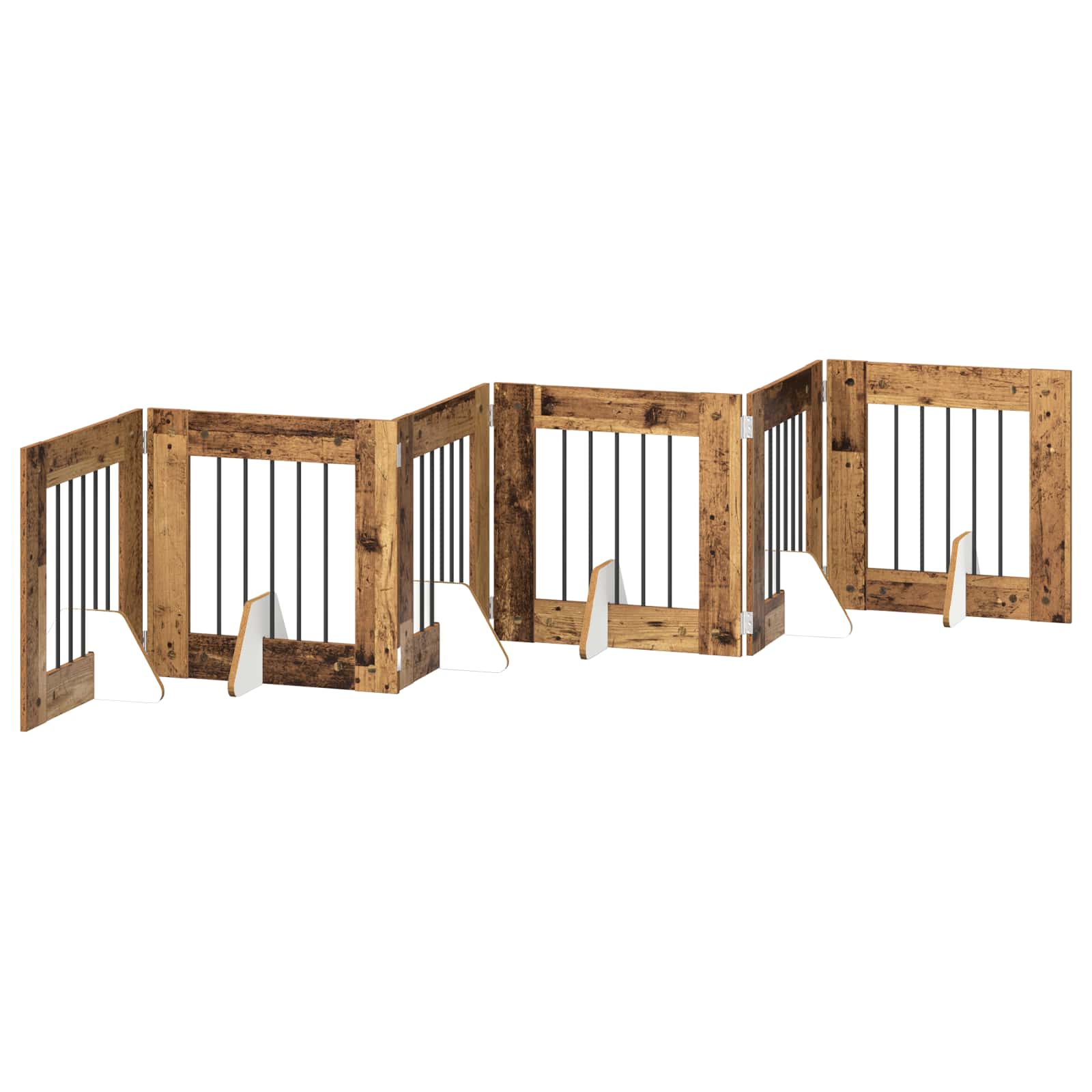 Vrata za pse s postoljem 6 pcs Staro drvo 60 x 60 cm