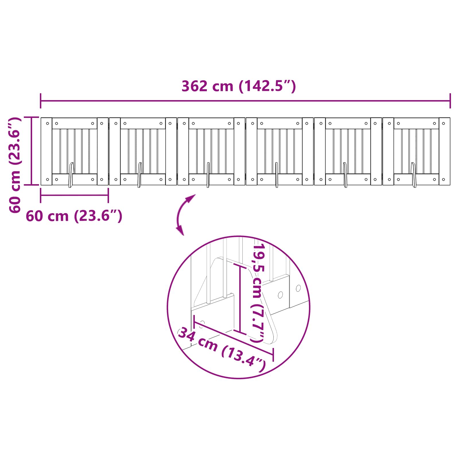 Vrata za pse s postoljem 6 pcs Hrast artisan 60 x 60 cm