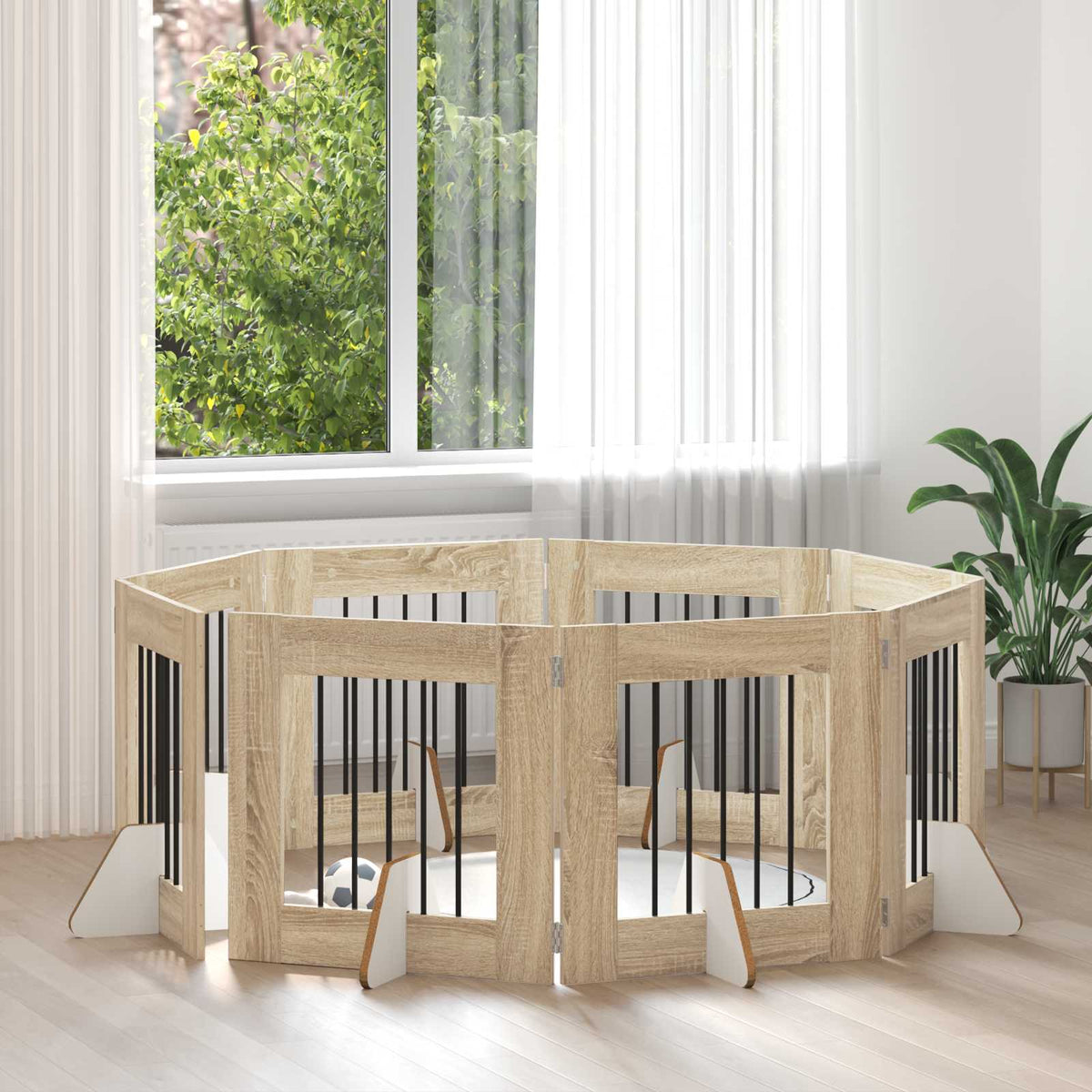 Vrata za pse s postoljem 8 pcs Hrast sonoma 60 x 60 cm
