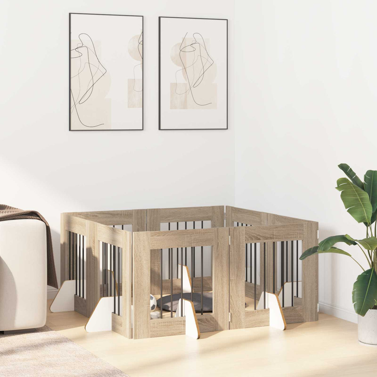 Vrata za pse s postoljem 8 pcs Hrast sonoma 60 x 60 cm