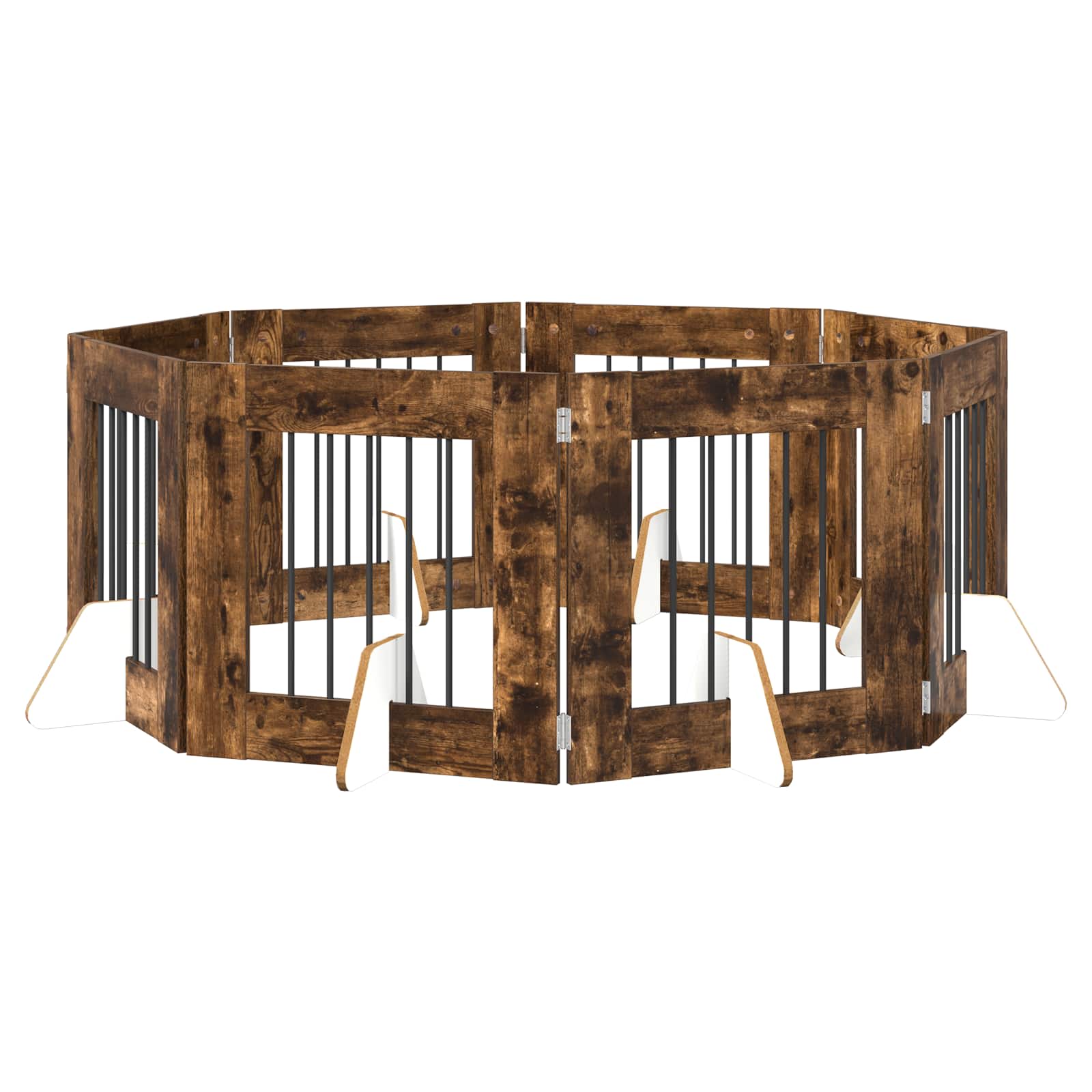 Vrata za pse s postoljem 8 pcs Dimljeni hrast 60 x 60 cm