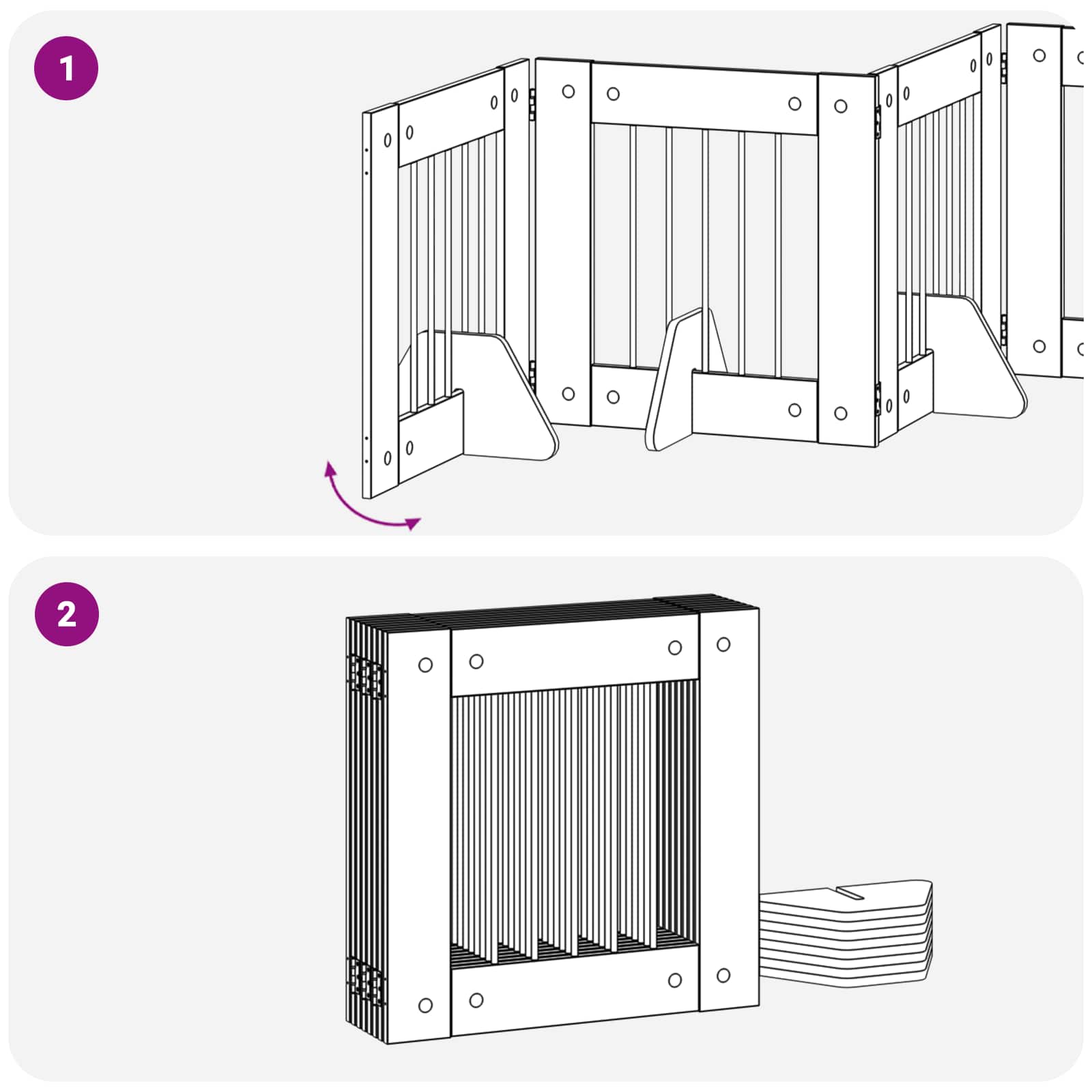 Vrata za pse s postoljem 8 pcs Siva sonoma 60 x 60 cm