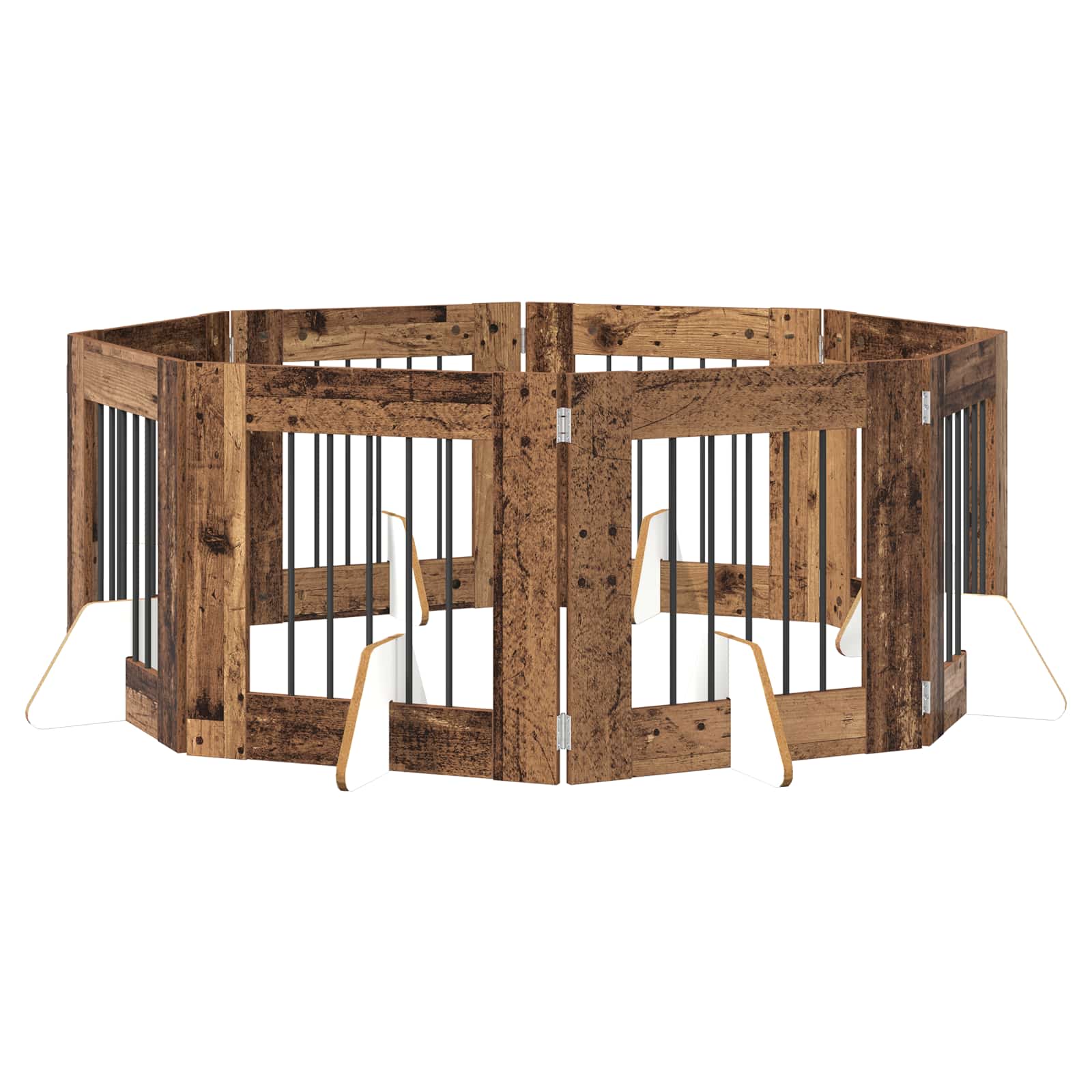 Vrata za pse s postoljem 8 pcs Staro drvo 60 x 60 cm