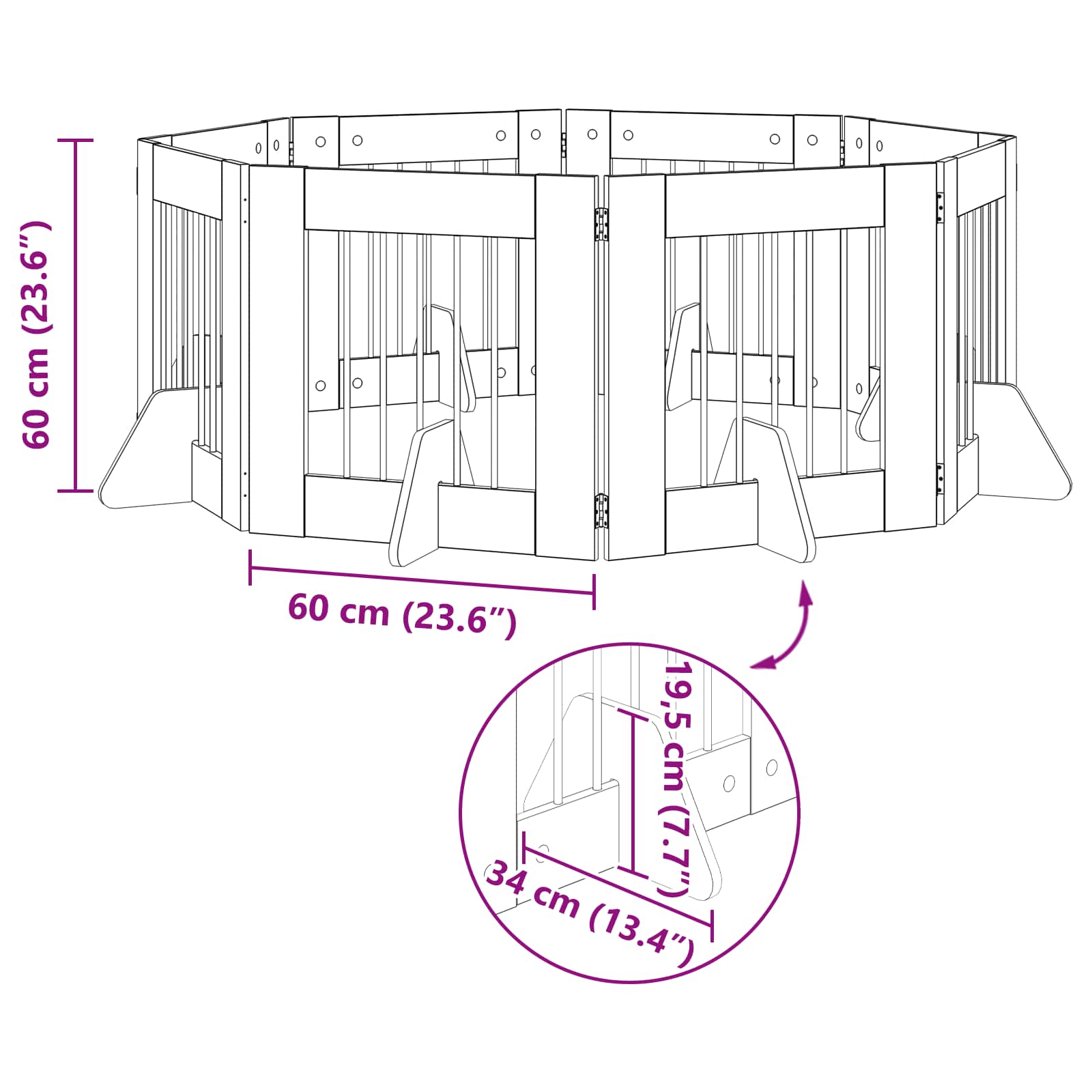 Vrata za pse s postoljem 8 pcs Staro drvo 60 x 60 cm