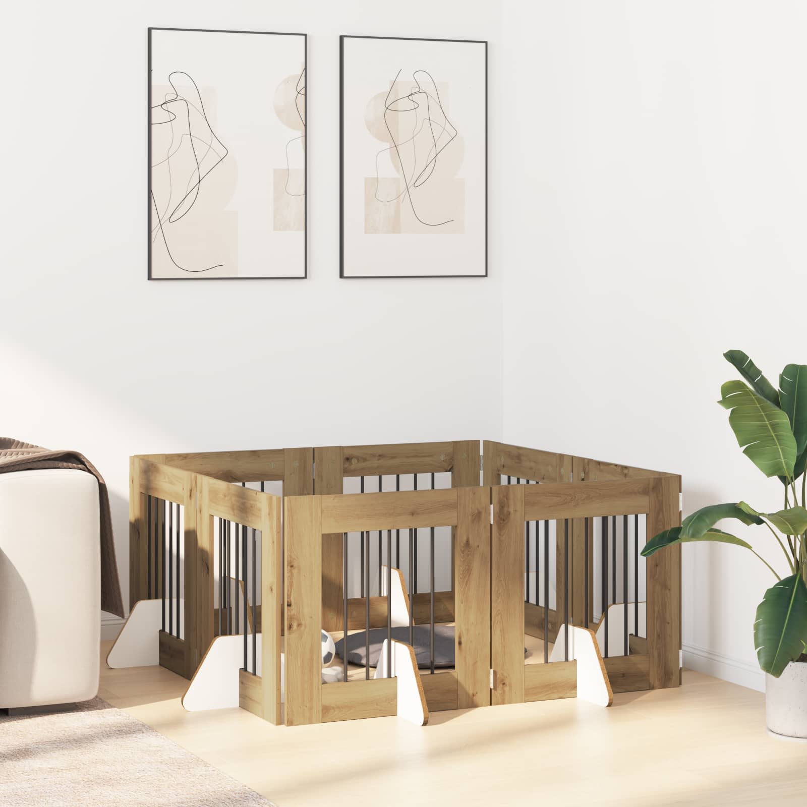 Vrata za pse s postoljem 8 pcs Hrast artisan 60 x 60 cm