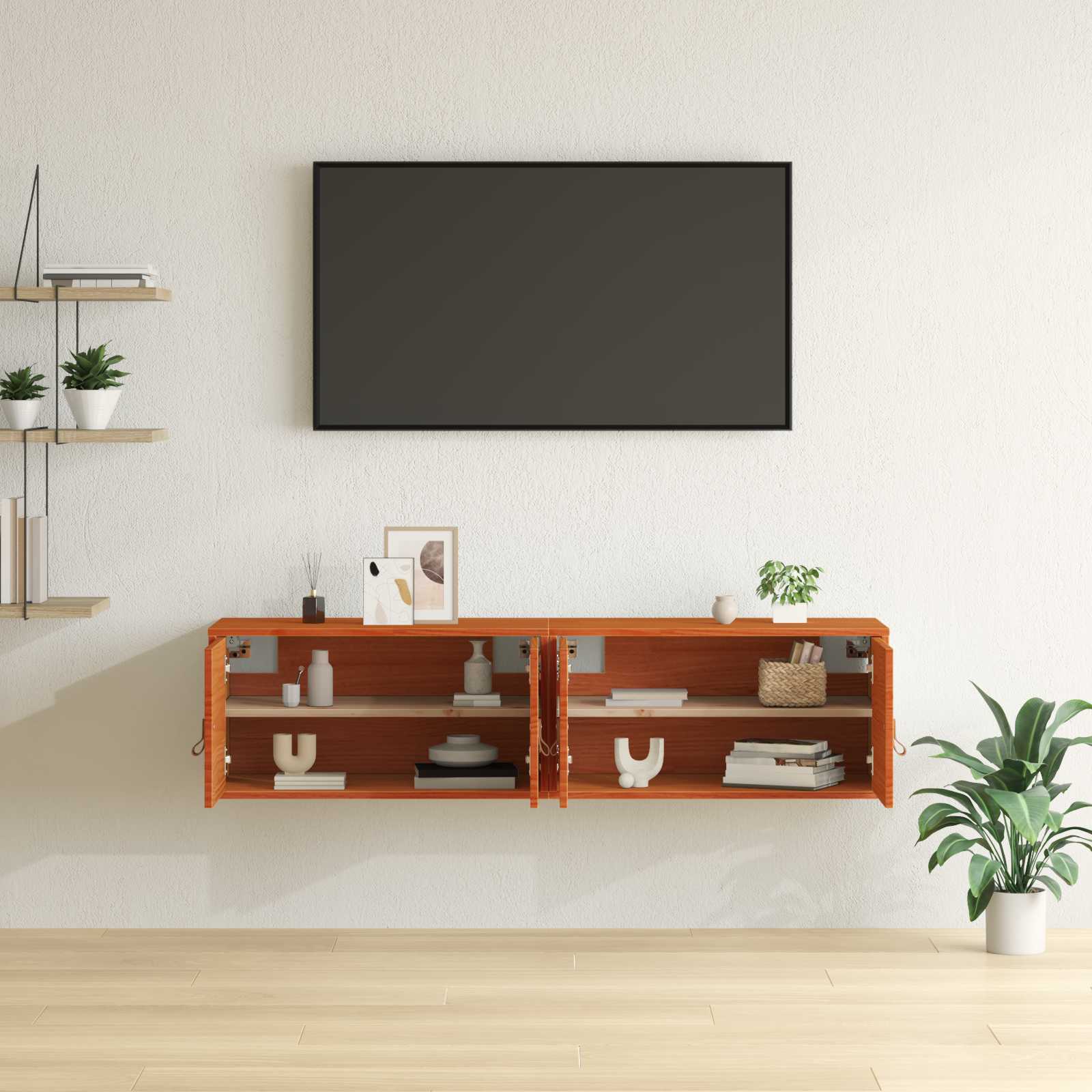 Ormar za Zid s policom Zidne 2 pcs Vosak smeđa 60 x 30 x 30 cm
