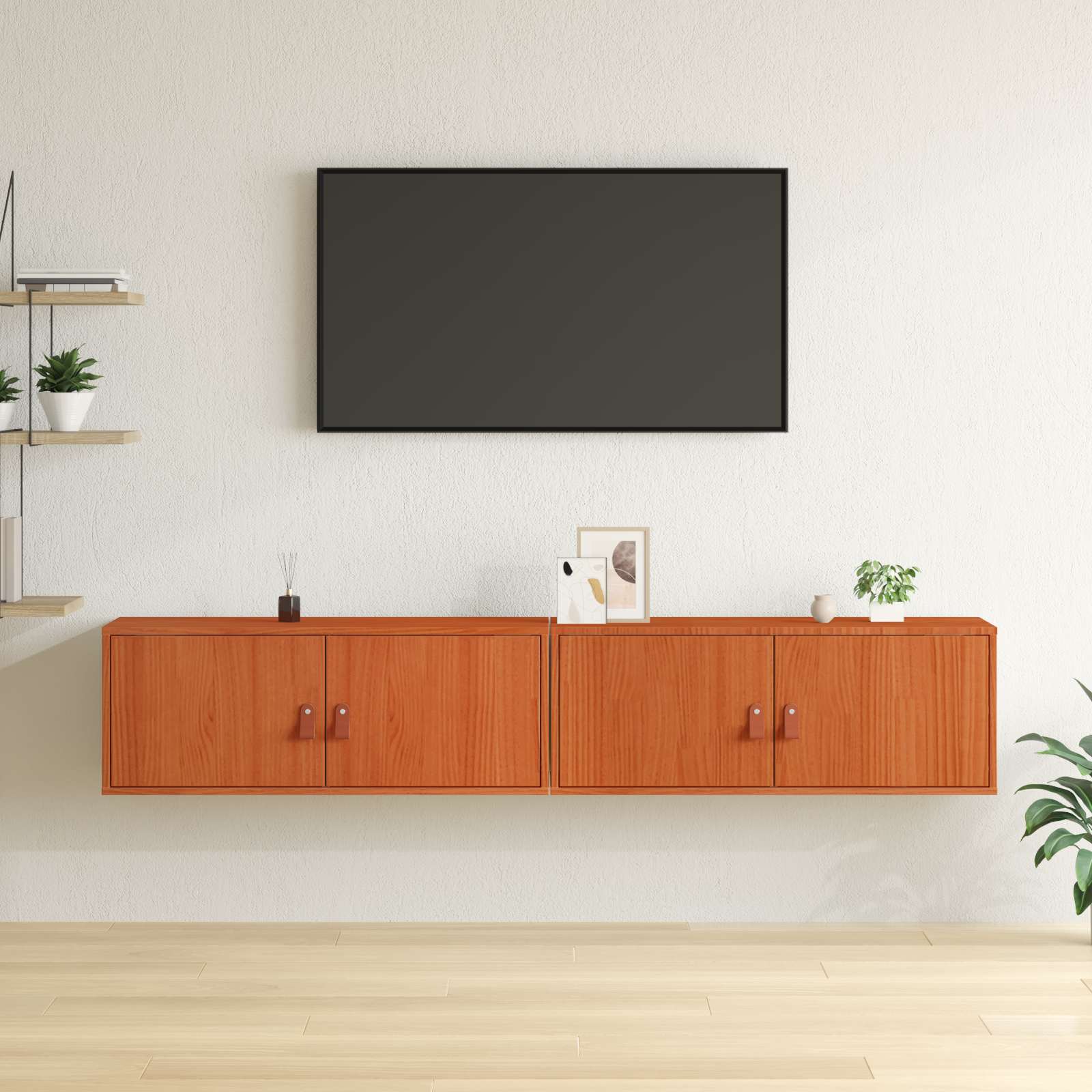 Ormar za Zid s policom Zidne 2 pcs Vosak smeđa 80 x 30 x 30 cm