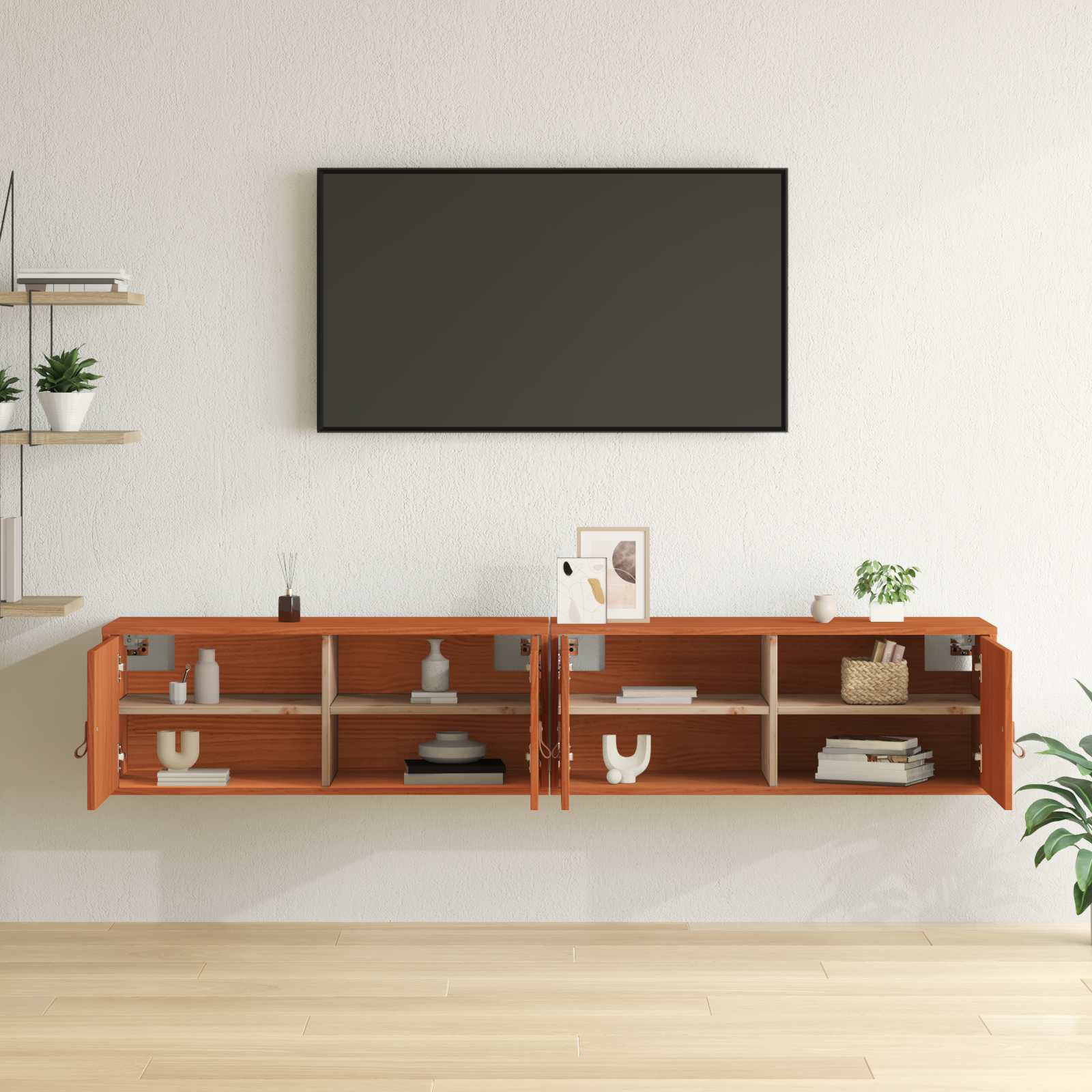 Ormar za Zid s policom Zidne 2 pcs Vosak smeđa 80 x 30 x 30 cm