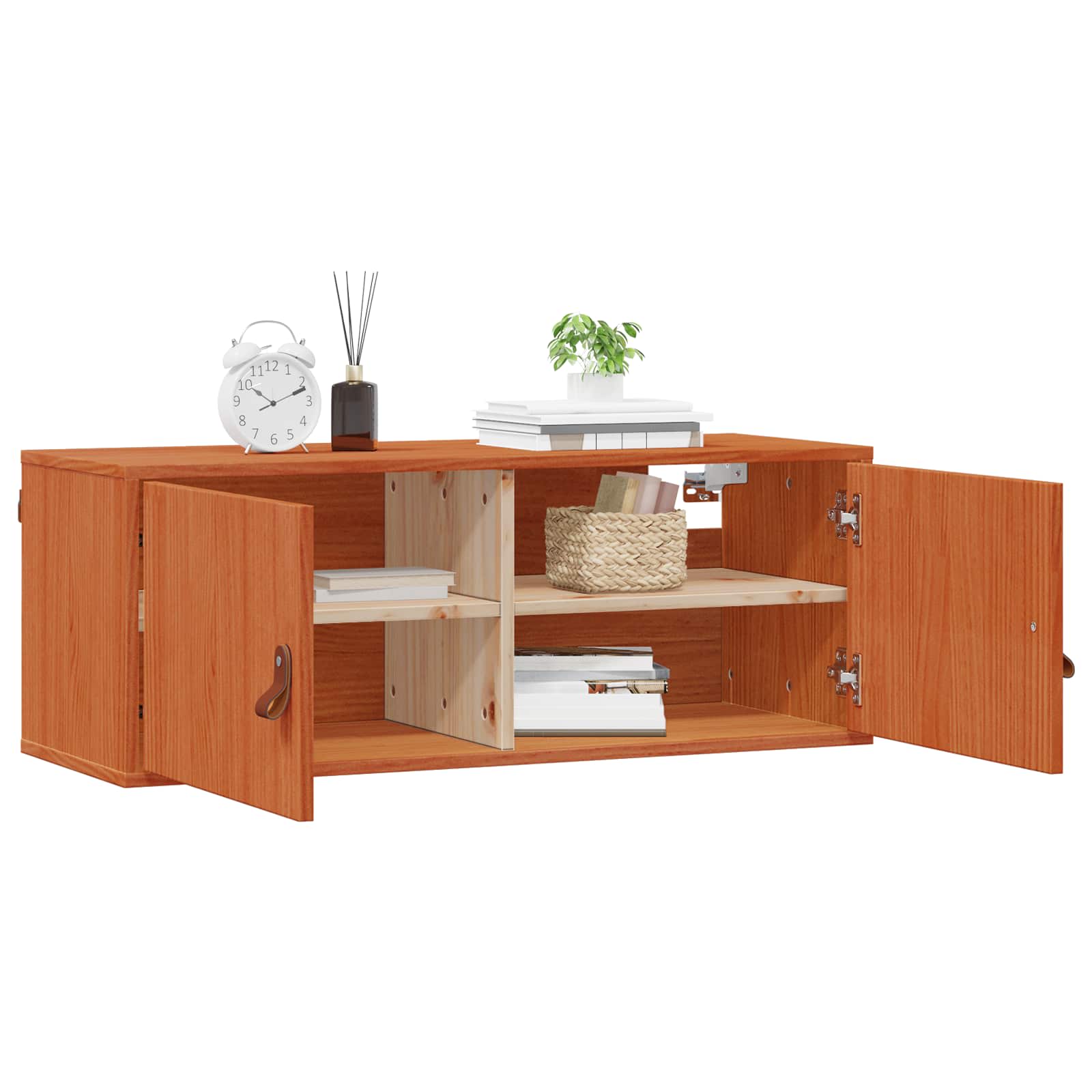 Ormar za Zid s policom Zidne 2 pcs Vosak smeđa 80 x 30 x 30 cm