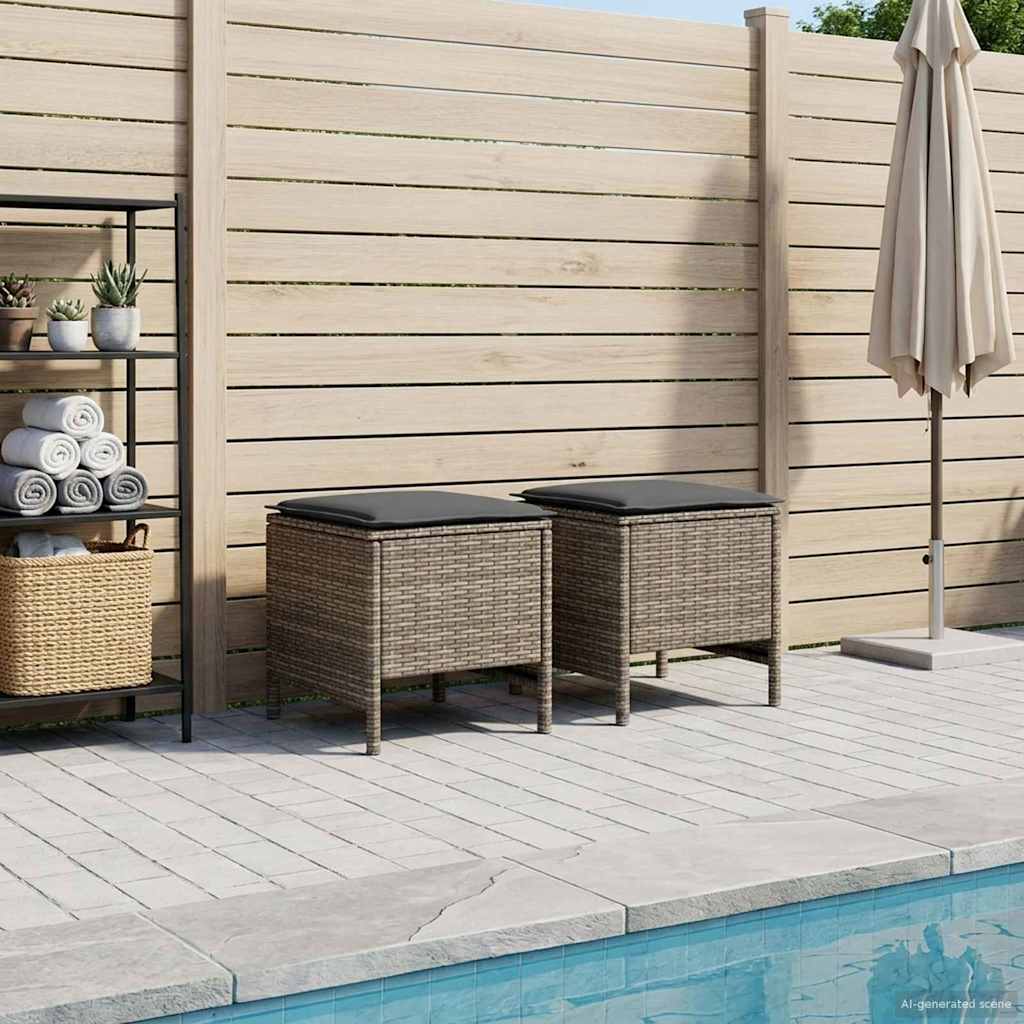 Vrtni otoman 2 Komad Siva i tamno siva 38 x 38 x 45 cm PE ratan