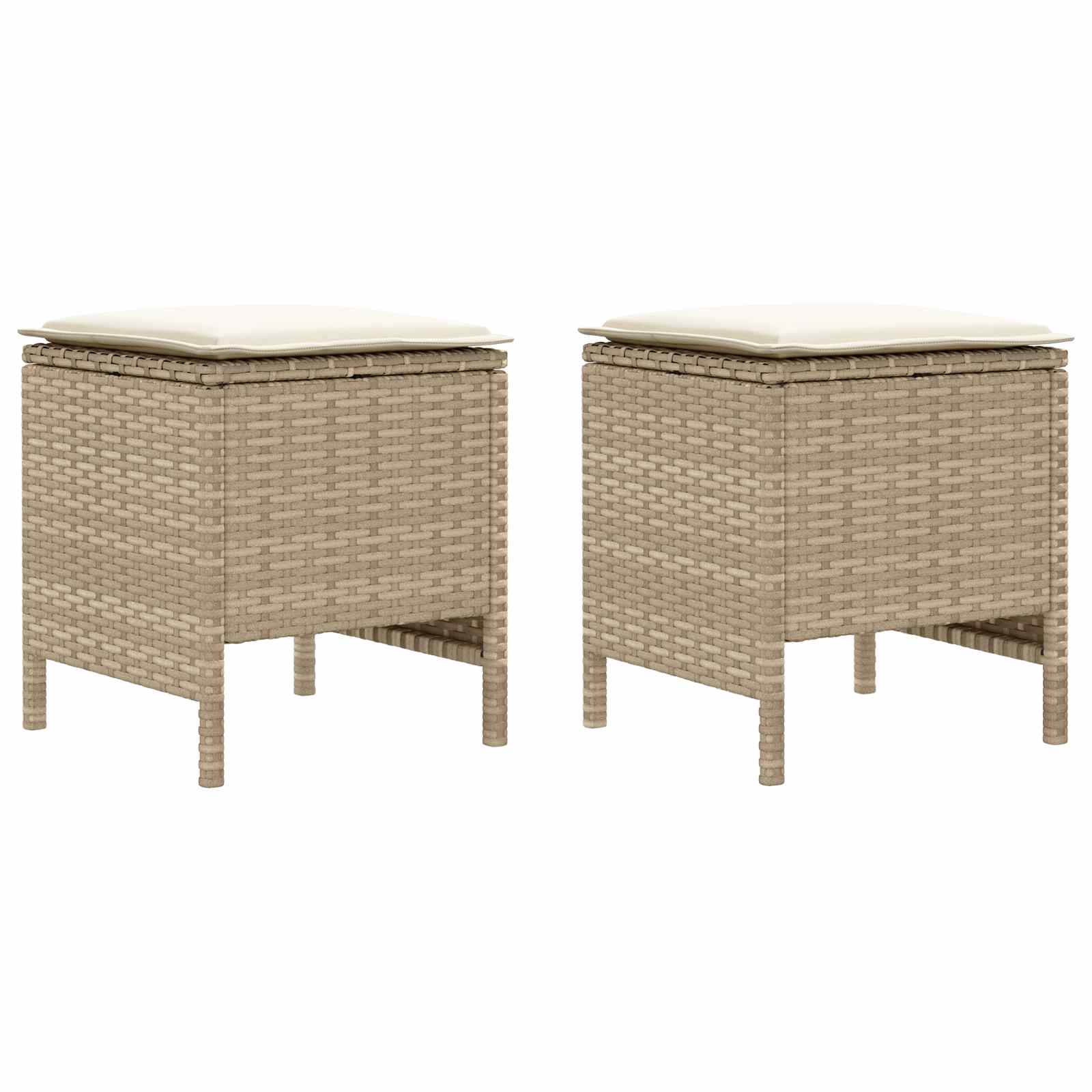 Vrtni otoman 2 Komad Bež i krema 38 x 38 x 45 cm PE ratan